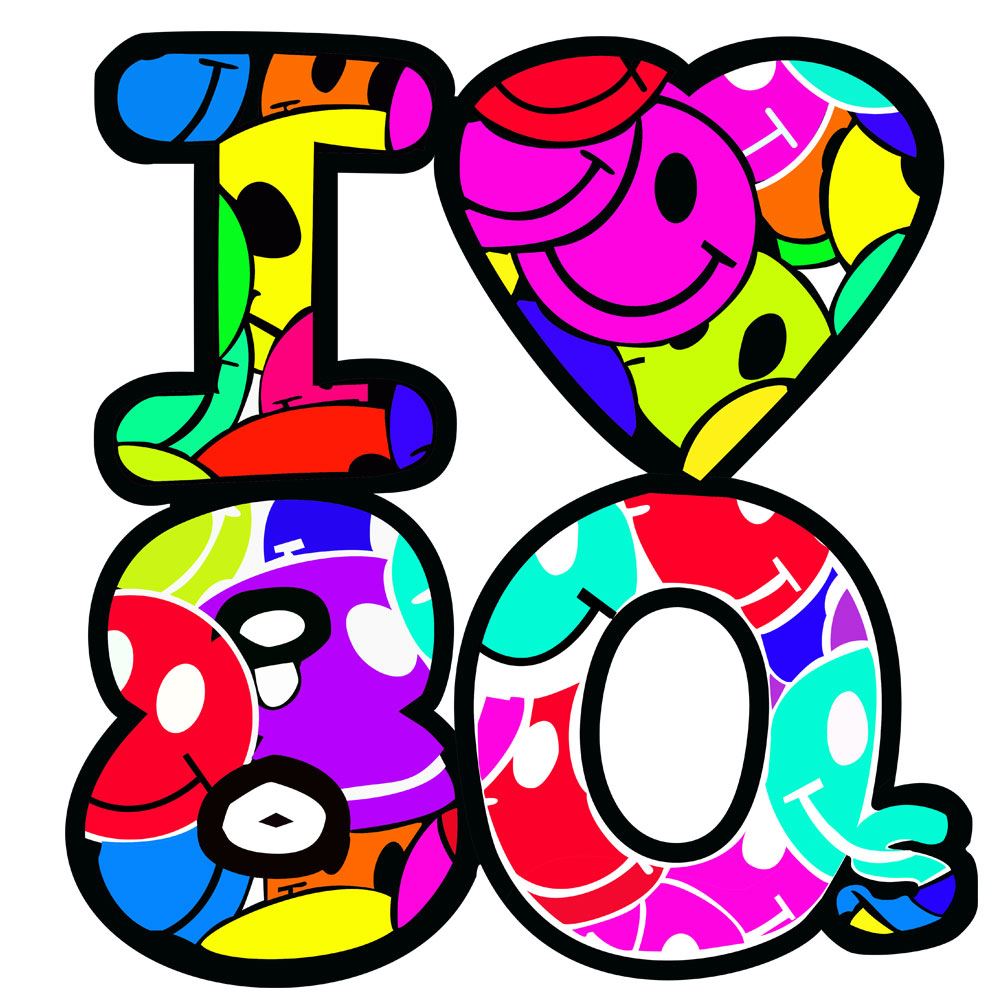 I Love the 80/'s Retro Dance Heart Hotfix Iron On Rhinestone Shirt Transfer
