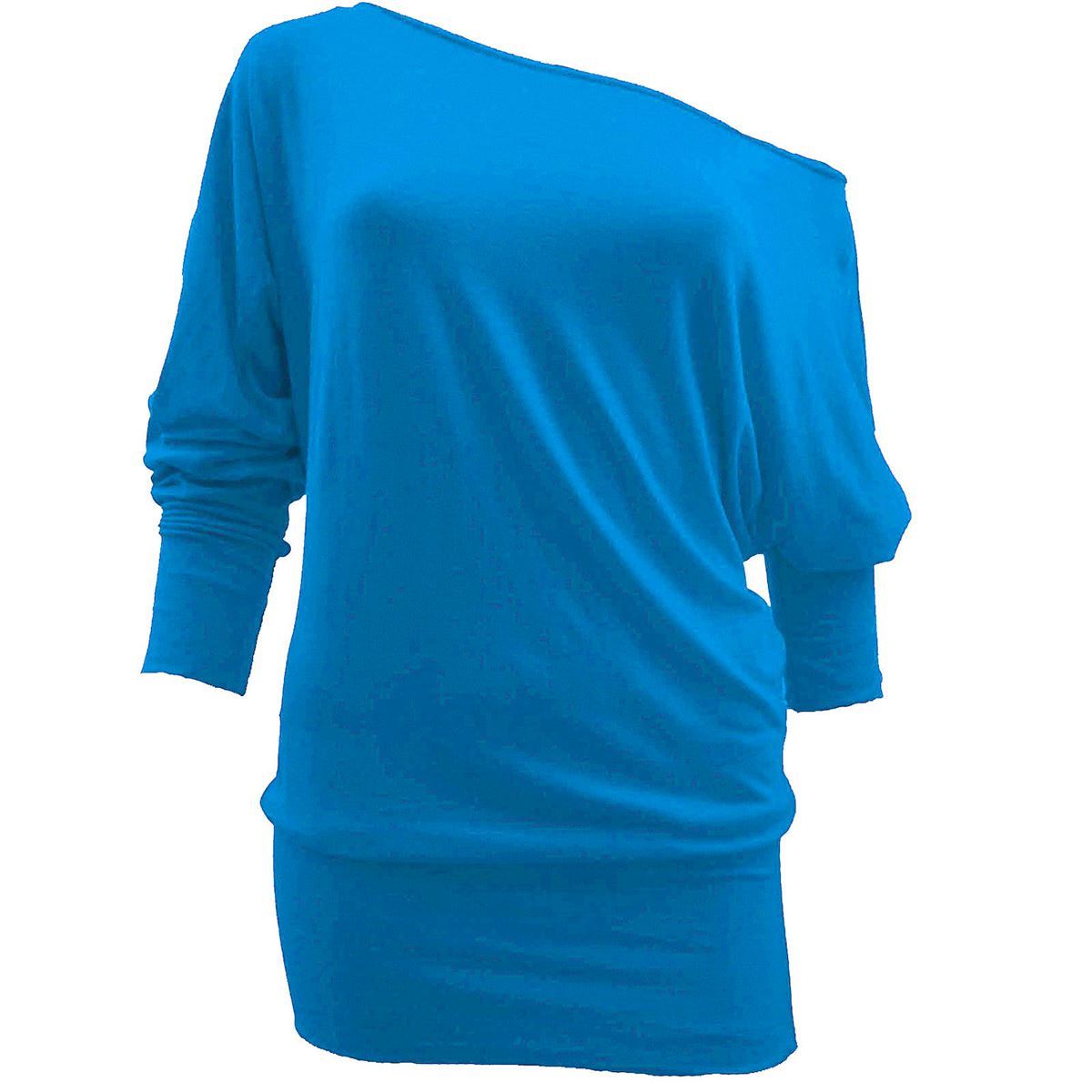 Womens Long Sleeve Off Shoulder Mini Batwing Top Ladies Tunic Dress Parties - Picture 10 of 19