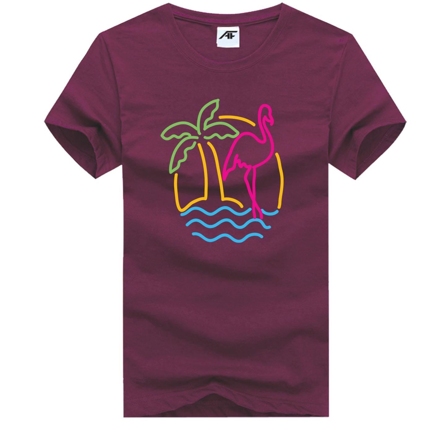 Mens Palm Tree Oasis Flamingo T Shirt 