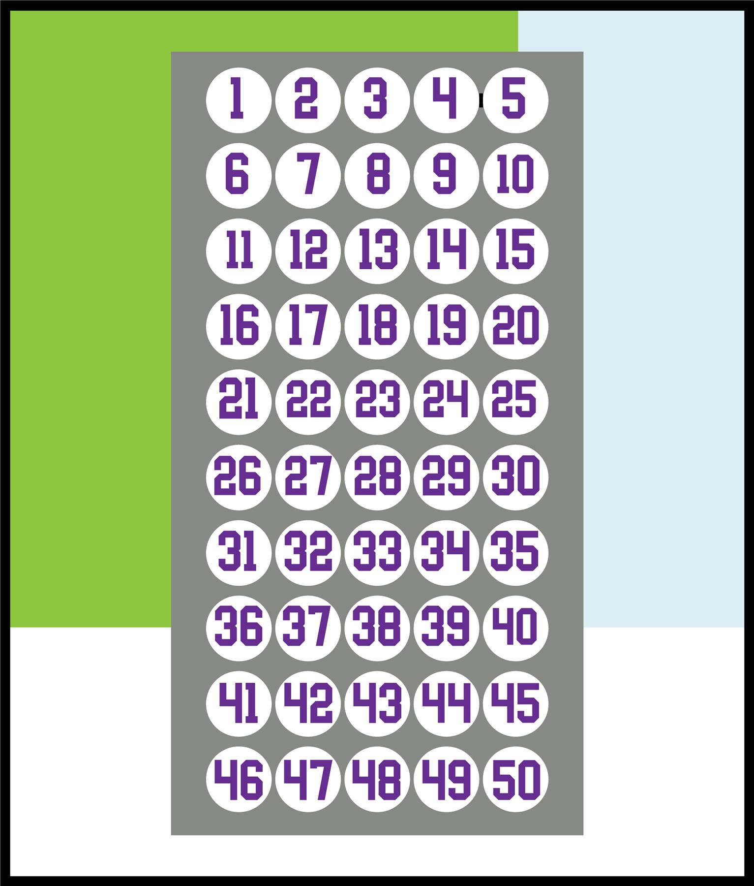 1-50 Numbers Circle Stickers Numbered 30mm Round Sticky Labels - Picture 6 of 9