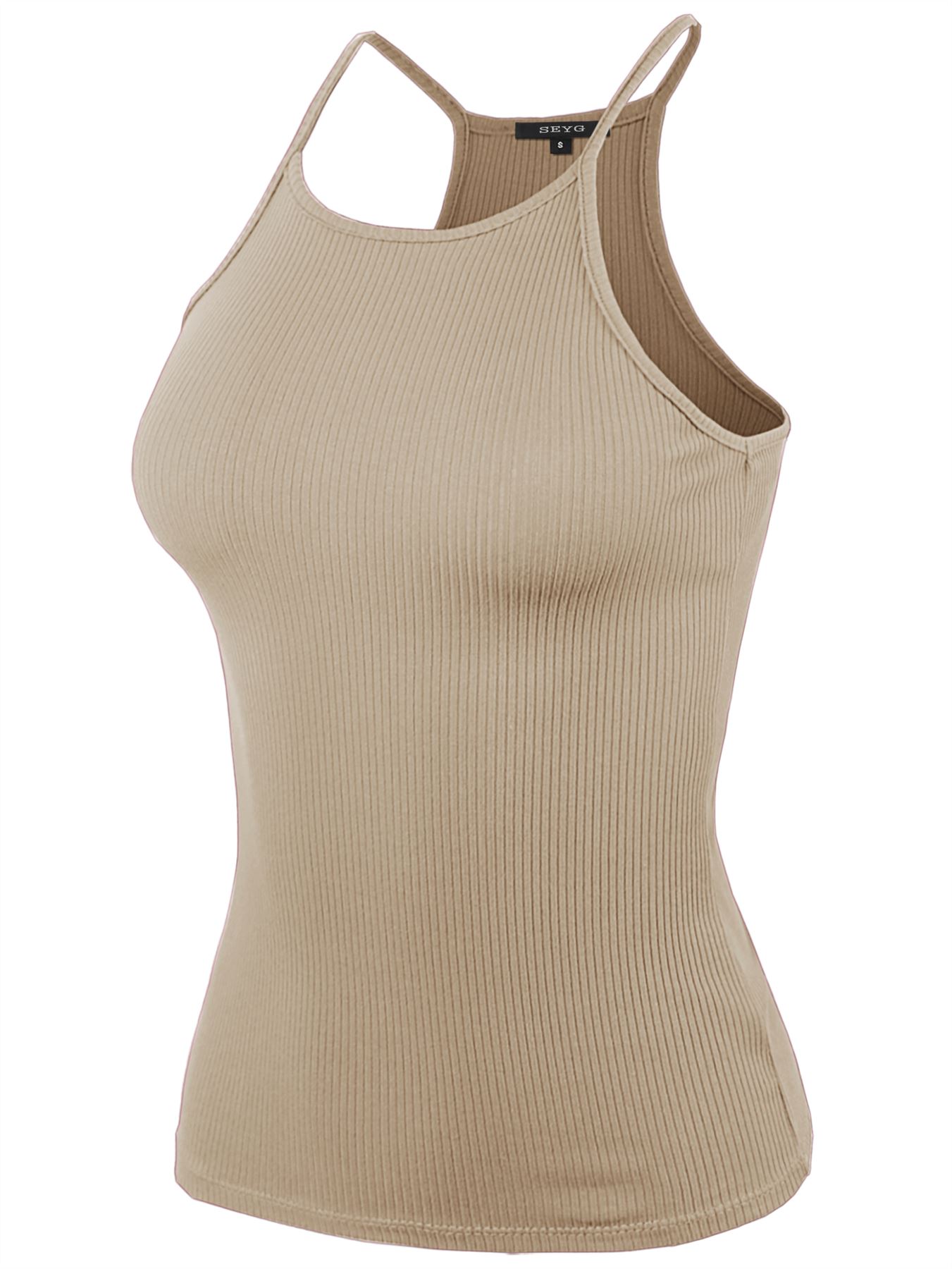 Ribbed High Square Halter Neck Racerback Cami Top - Picture 51 of 120