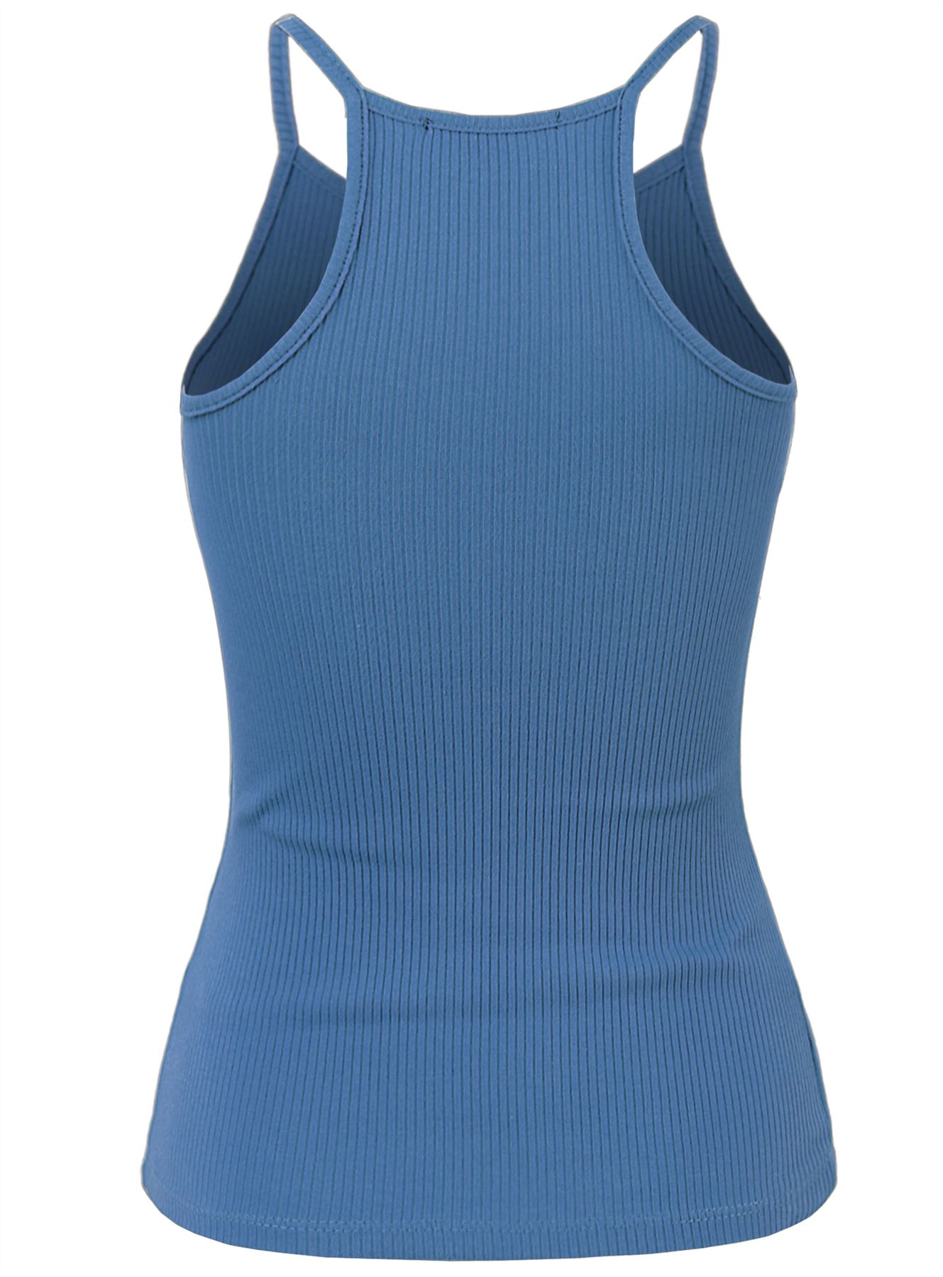 Ribbed High Square Halter Neck Racerback Cami Top - Picture 28 of 120