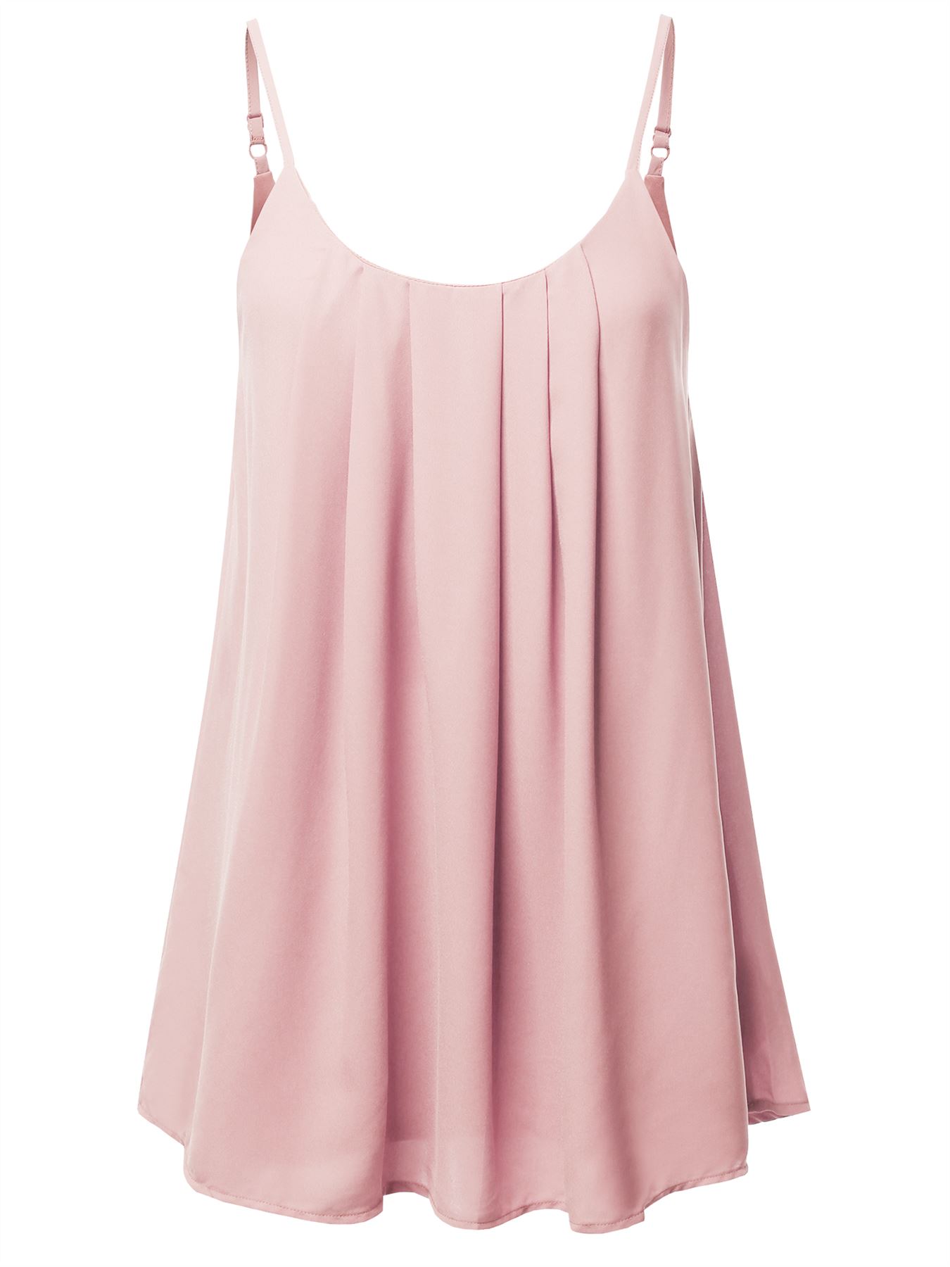 Relaxed Fit Wool Dobby Woven Lining Double Layer Spaghetti Cami Pleated Top - Picture 25 of 32