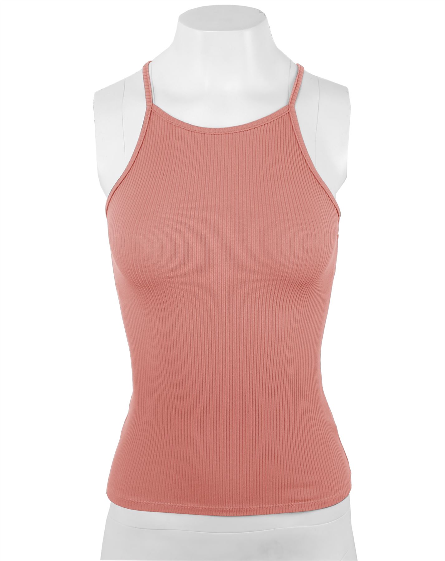 Ribbed High Square Halter Neck Racerback Cami Top - Picture 72 of 120