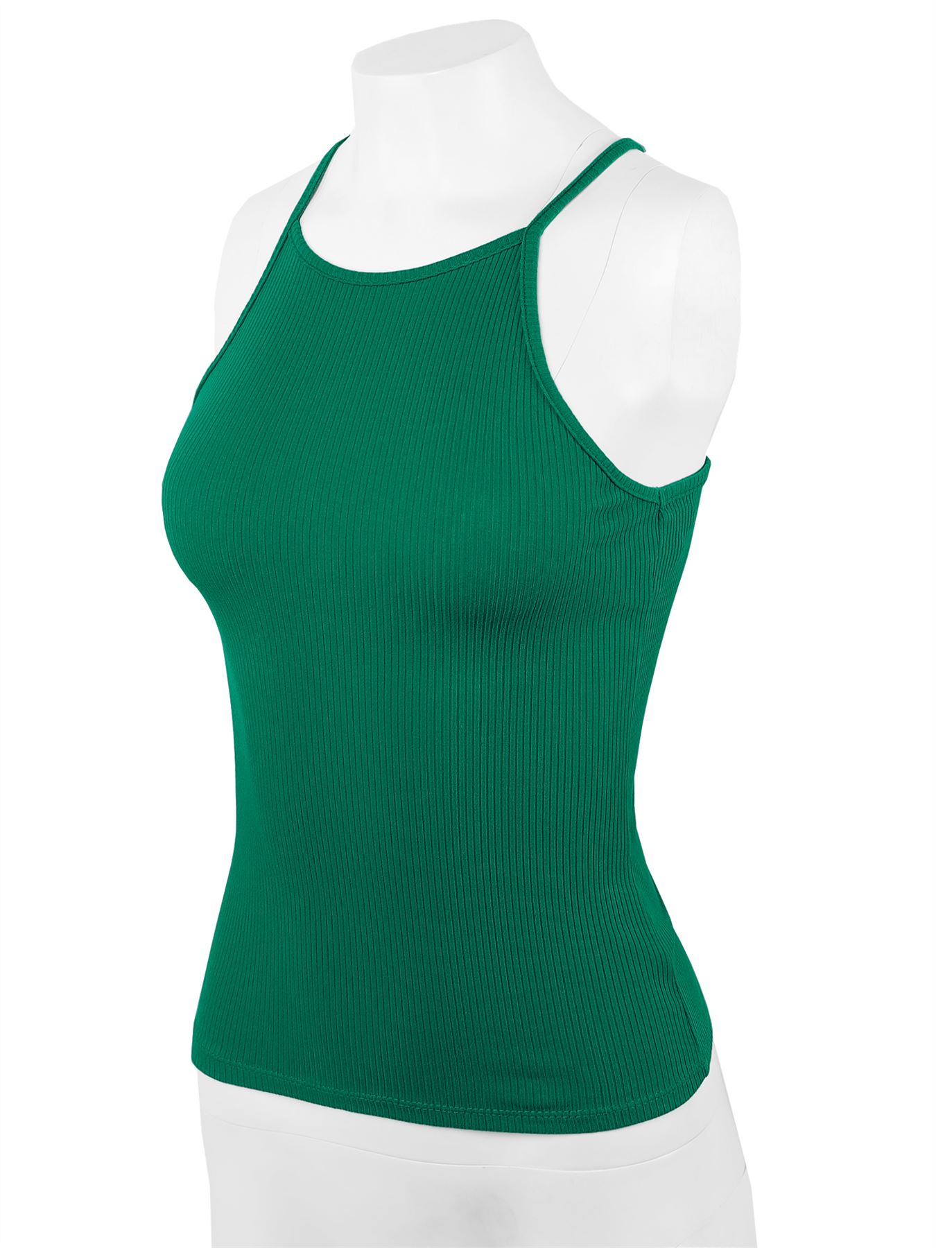 Ribbed High Square Halter Neck Racerback Cami Top - Picture 41 of 120