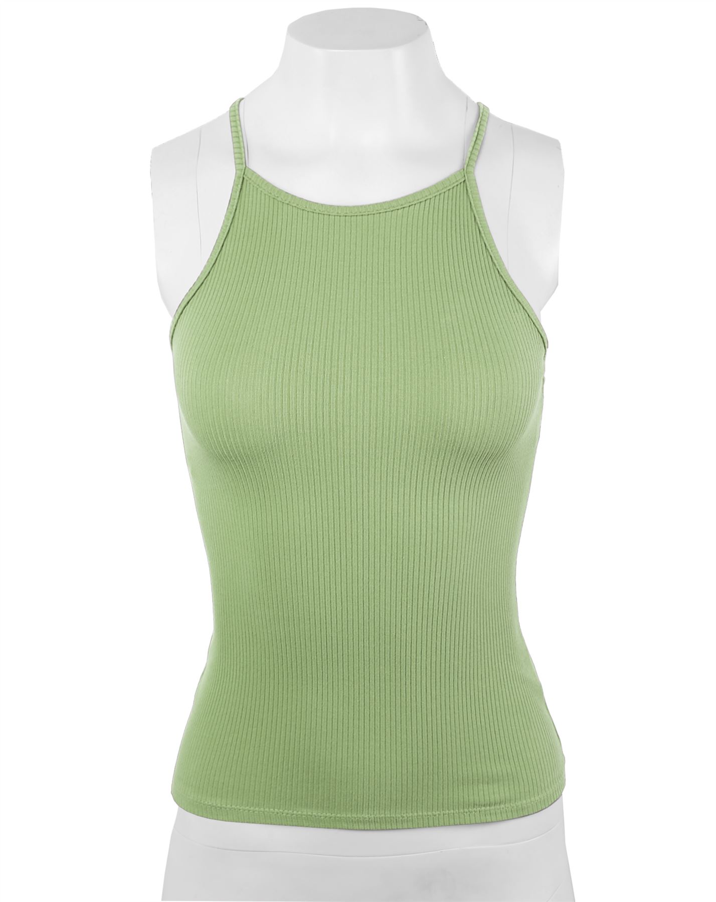 Ribbed High Square Halter Neck Racerback Cami Top - Picture 66 of 120