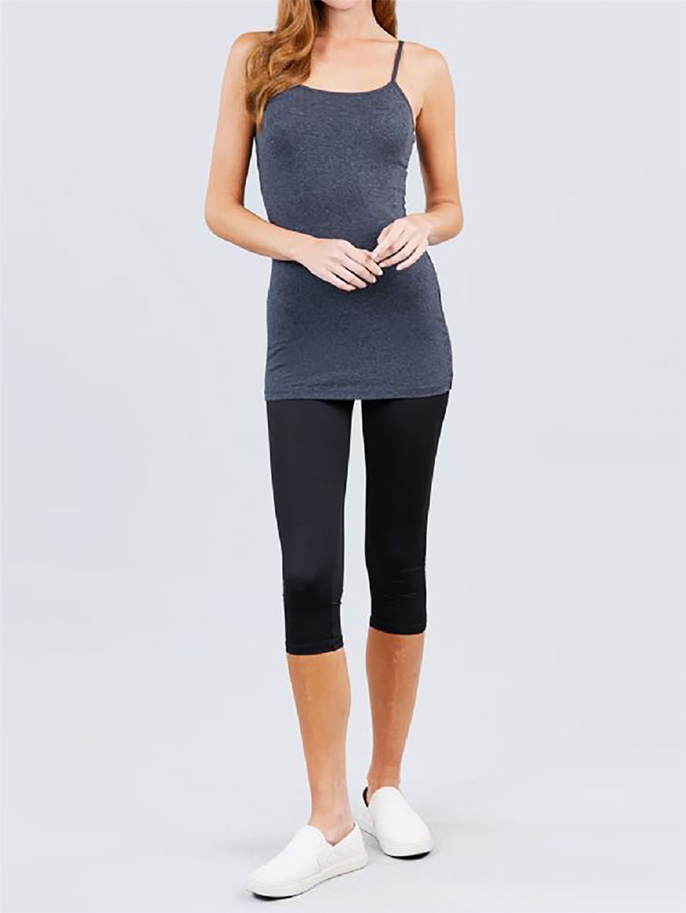 Basic Long Line Adjustable Spaghetti Strap Cami Tank Tops - Picture 21 of 150