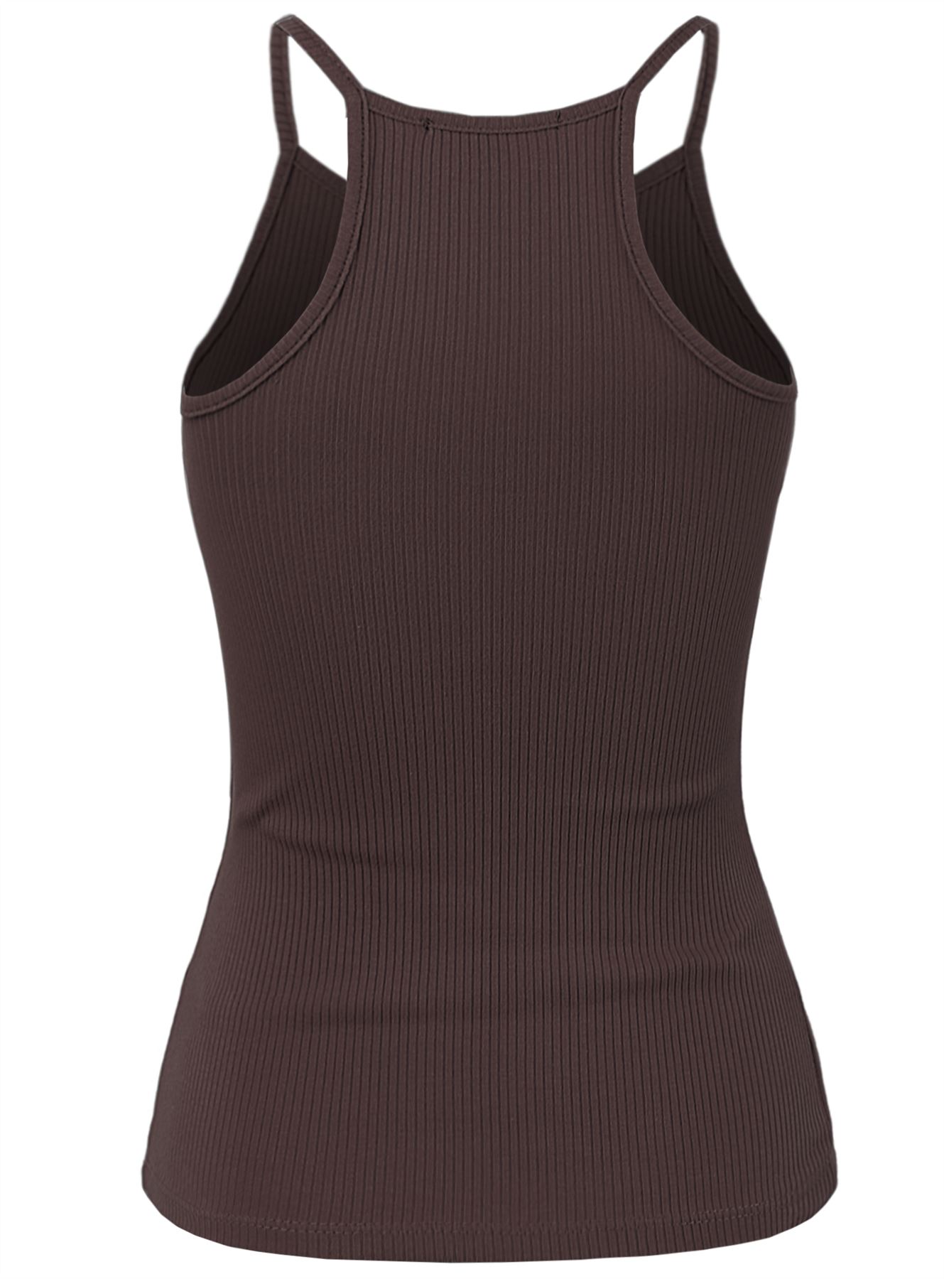 Ribbed High Square Halter Neck Racerback Cami Top - Picture 23 of 120