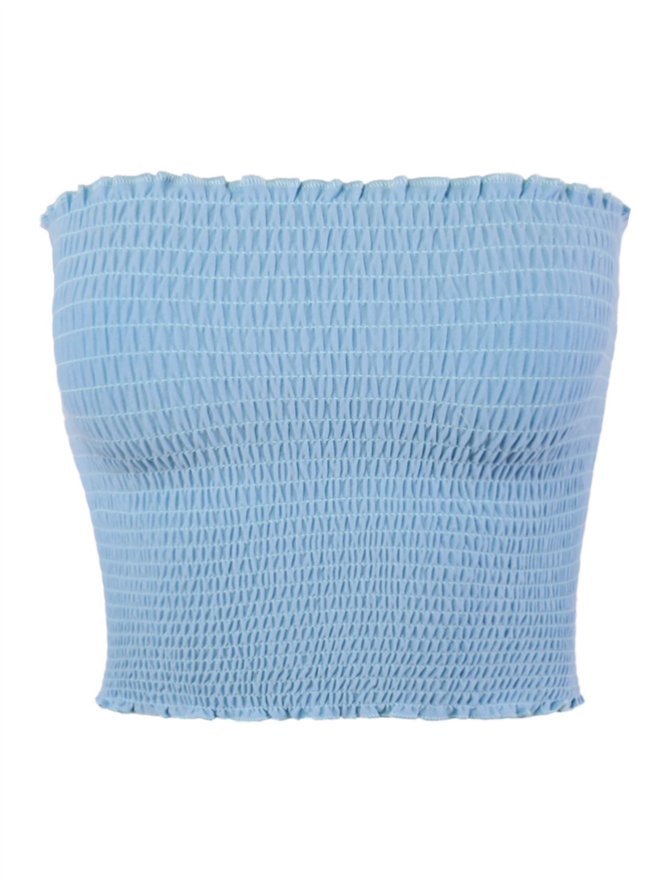 Sexy Fitted Strapless Cotton Smocked Tube Crop Tops - Picture 11 of 116