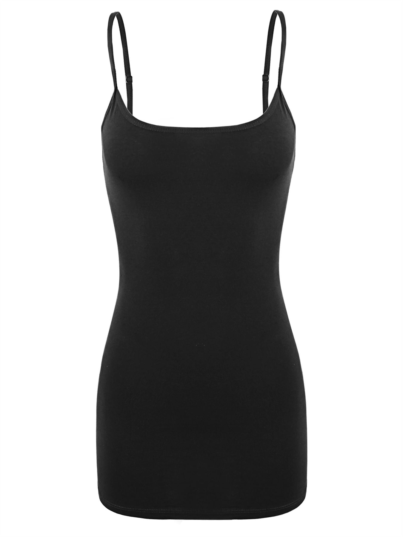 Basic Long Line Adjustable Spaghetti Strap Cami Tank Tops - Picture 2 of 150