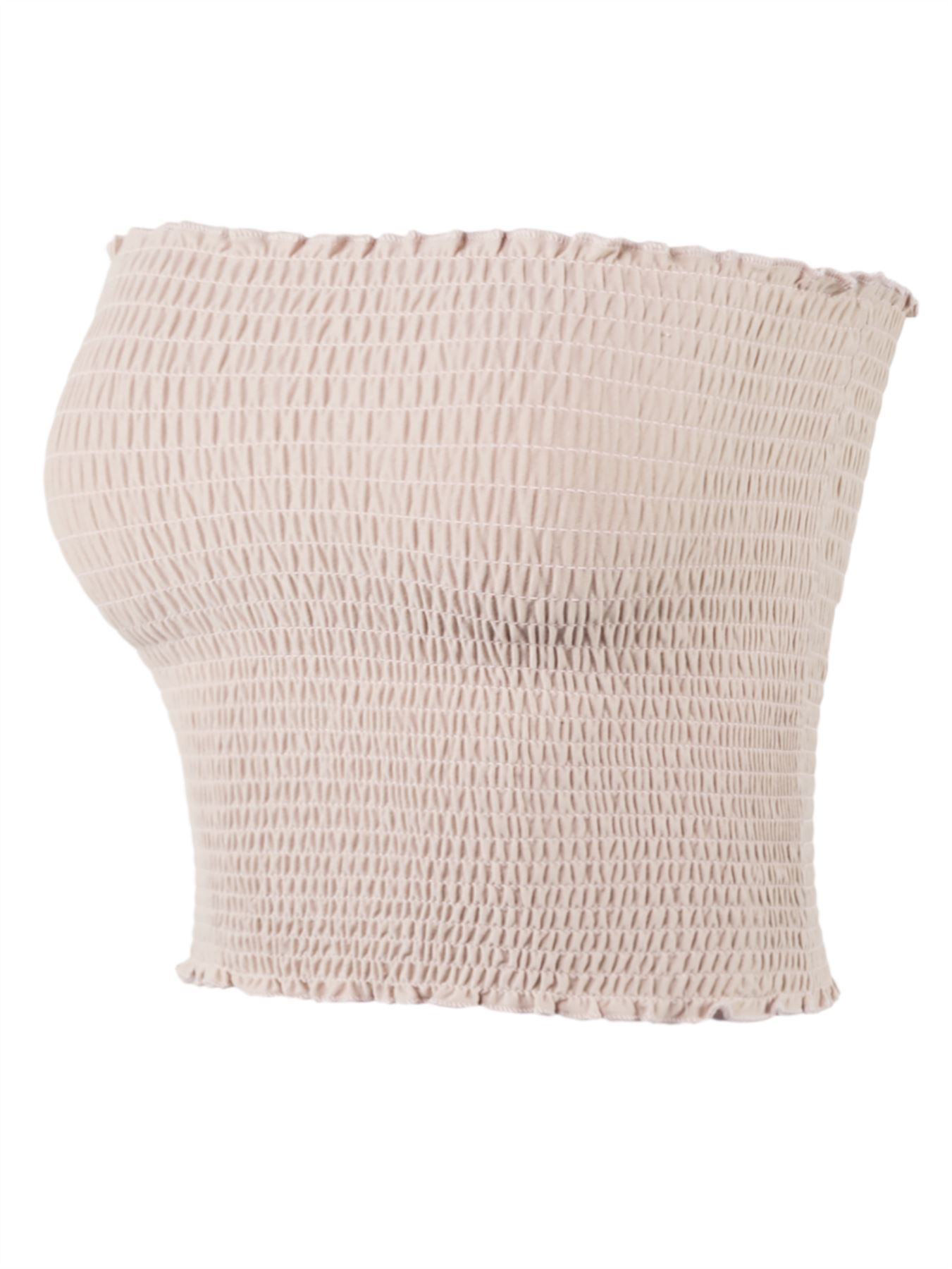 Sexy Fitted Strapless Cotton Smocked Tube Crop Tops - Picture 47 of 116