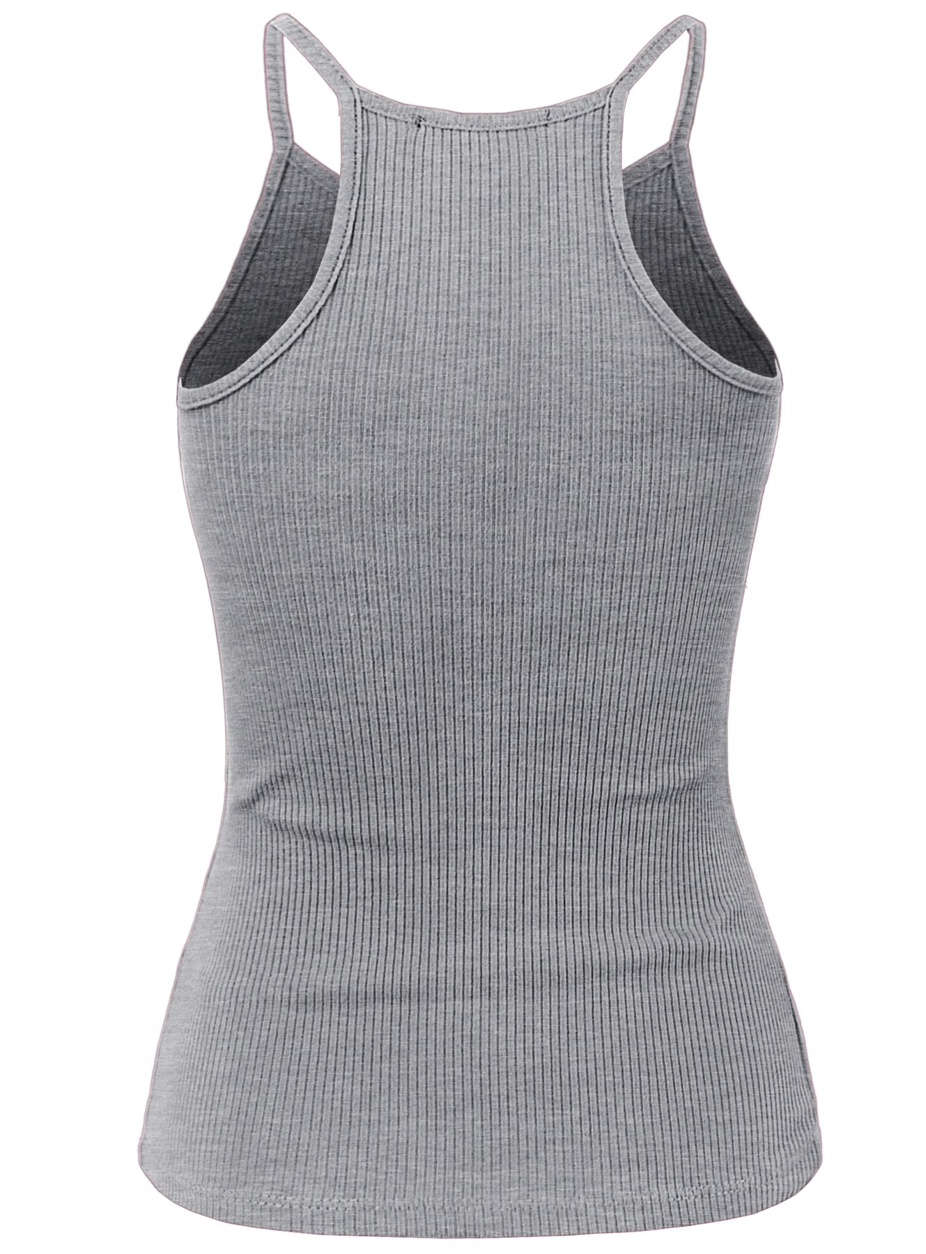 Ribbed High Square Halter Neck Racerback Cami Top - Picture 58 of 120