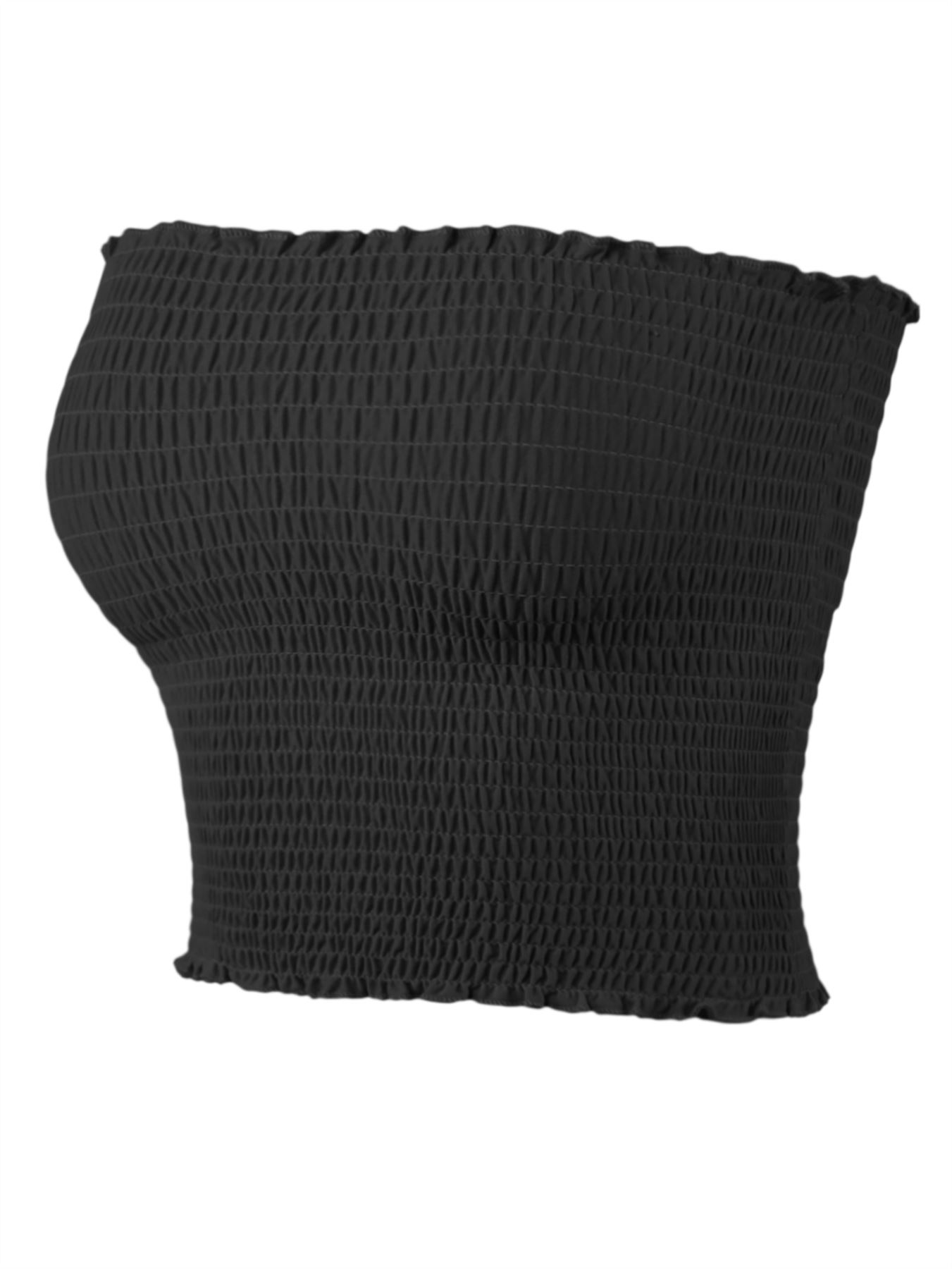 Sexy Fitted Strapless Cotton Smocked Tube Crop Tops - Picture 25 of 116