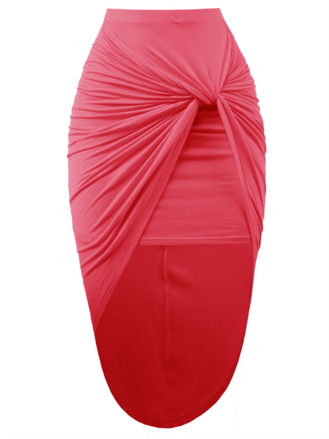 Sexy High Waist Draped Wrap Hi Low Pencil Skirt