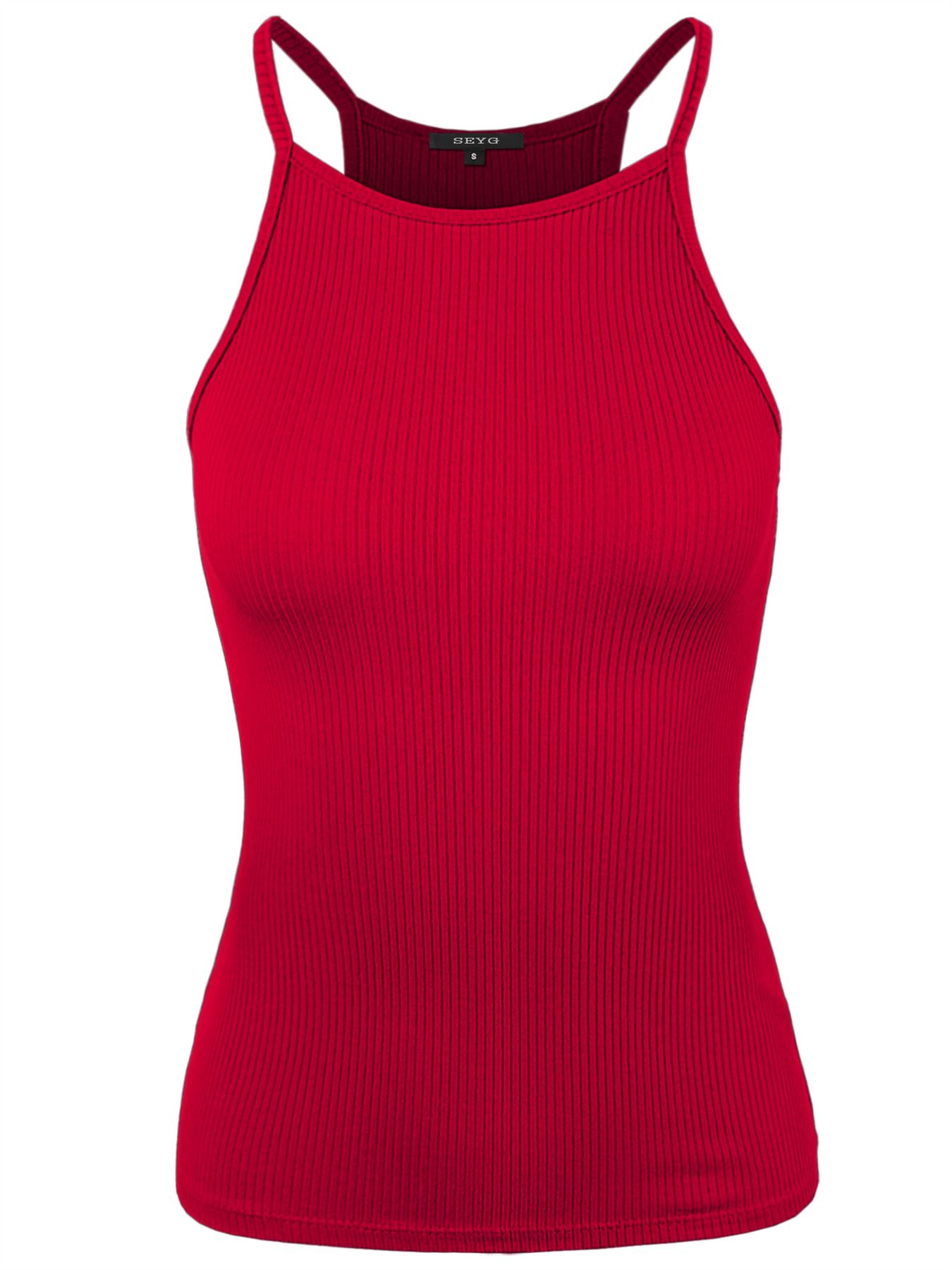 Ribbed High Square Halter Neck Racerback Cami Top - Picture 43 of 120