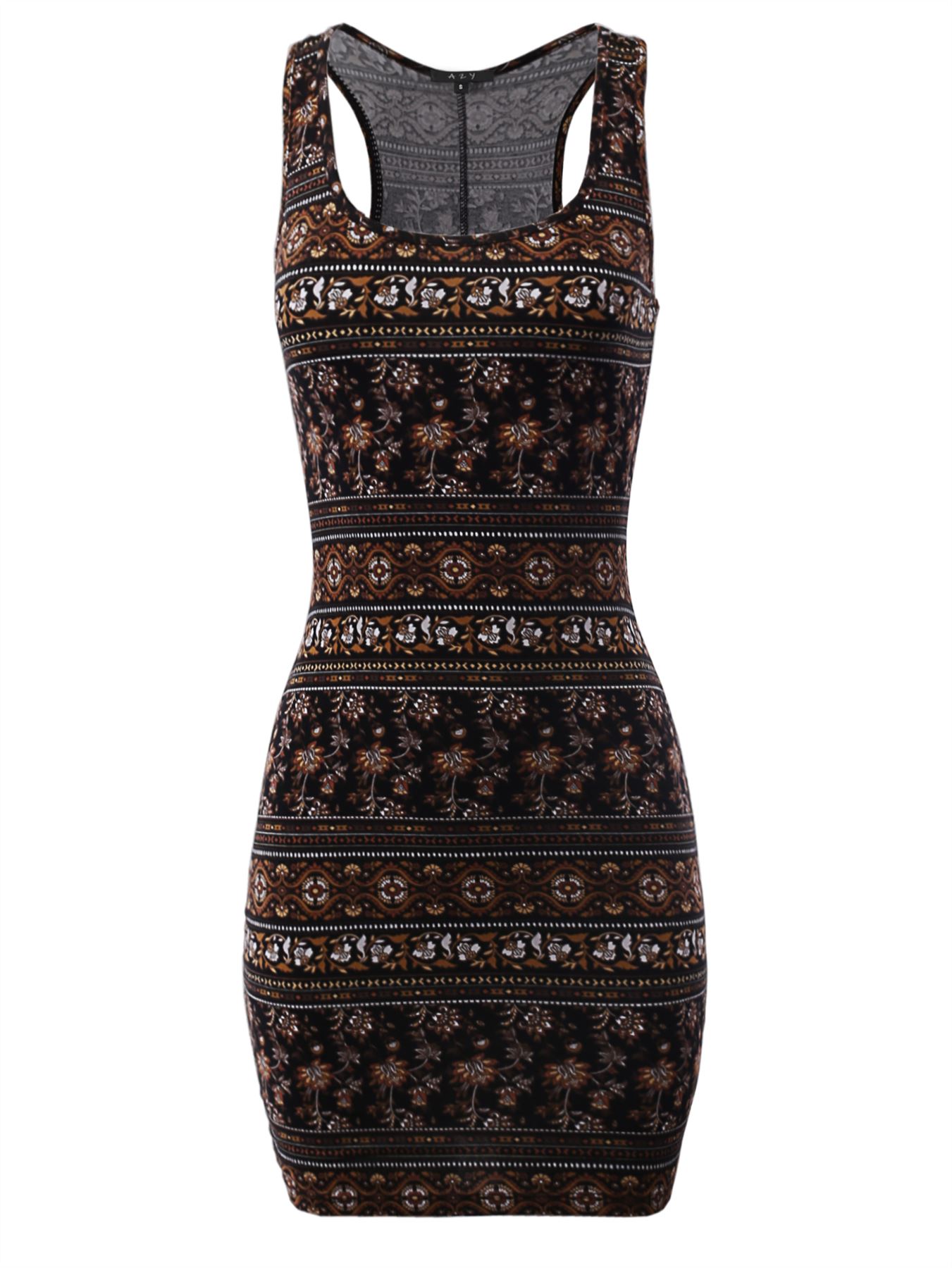 Scoop Neck Racerback Sleeveless Bodycon Dress - Picture 5 of 9
