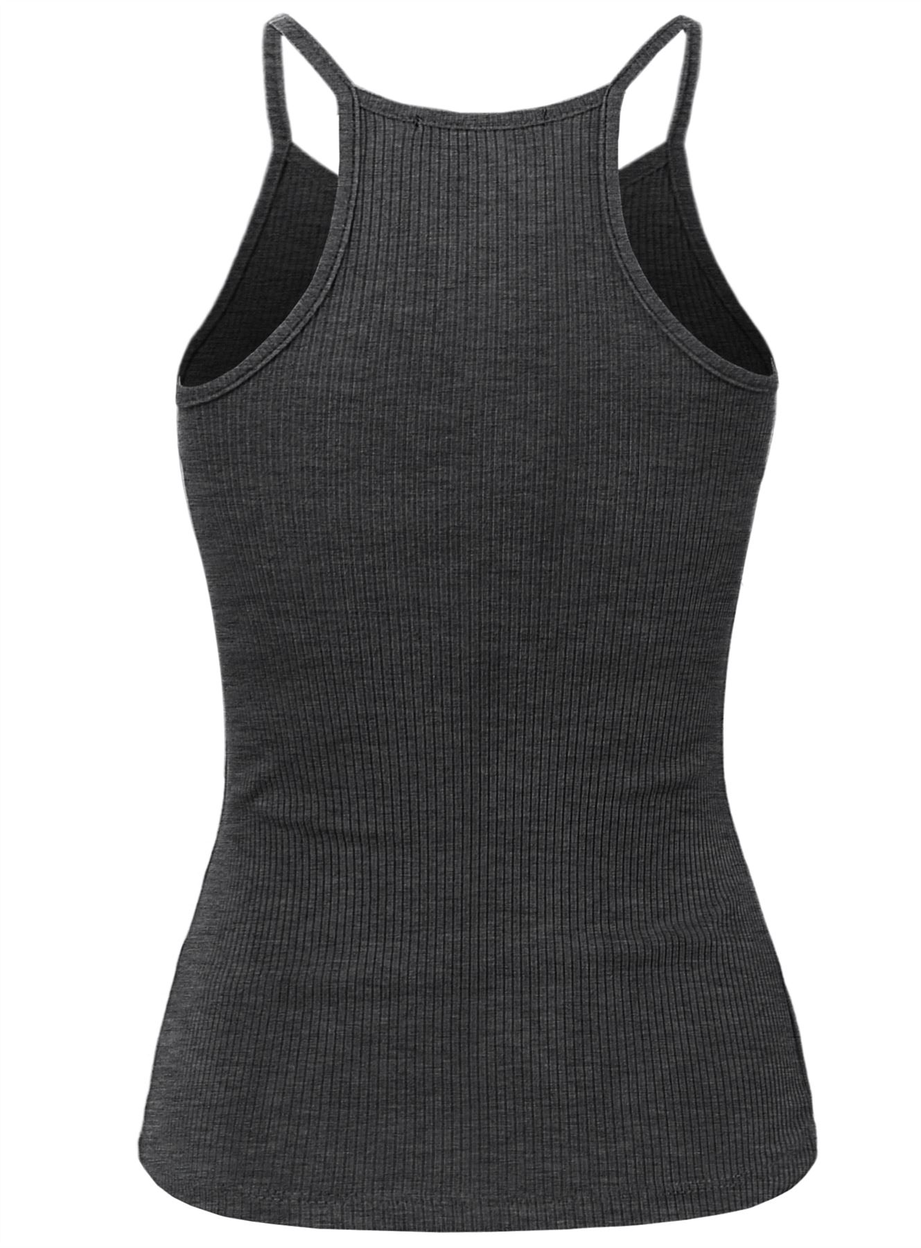 Ribbed High Square Halter Neck Racerback Cami Top - Picture 17 of 120