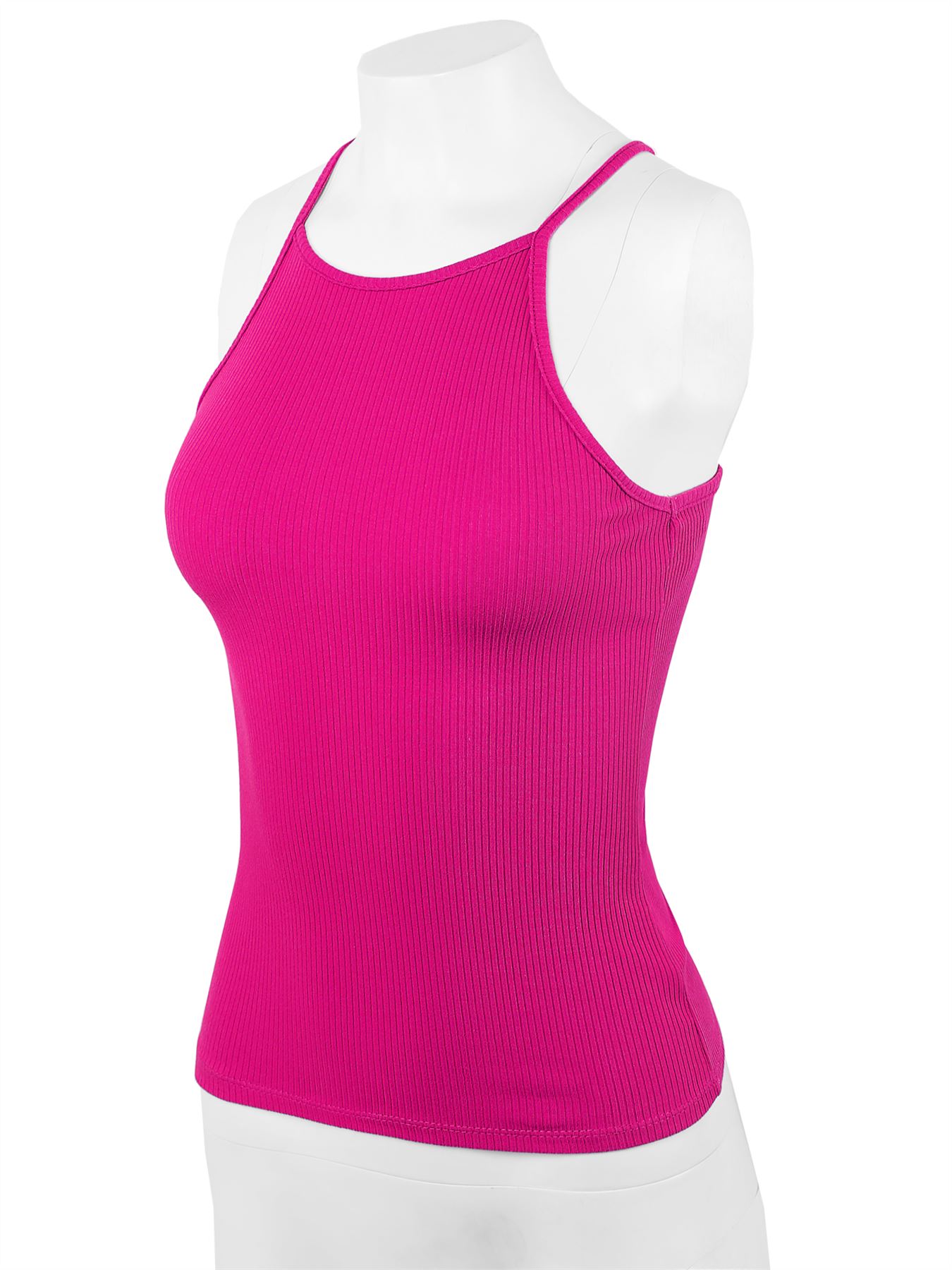 Ribbed High Square Halter Neck Racerback Cami Top - Picture 83 of 120
