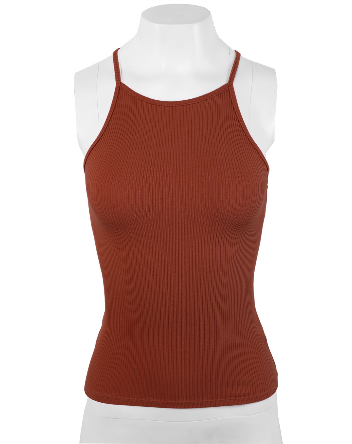 Ribbed High Square Halter Neck Racerback Cami Top - Picture 108 of 120