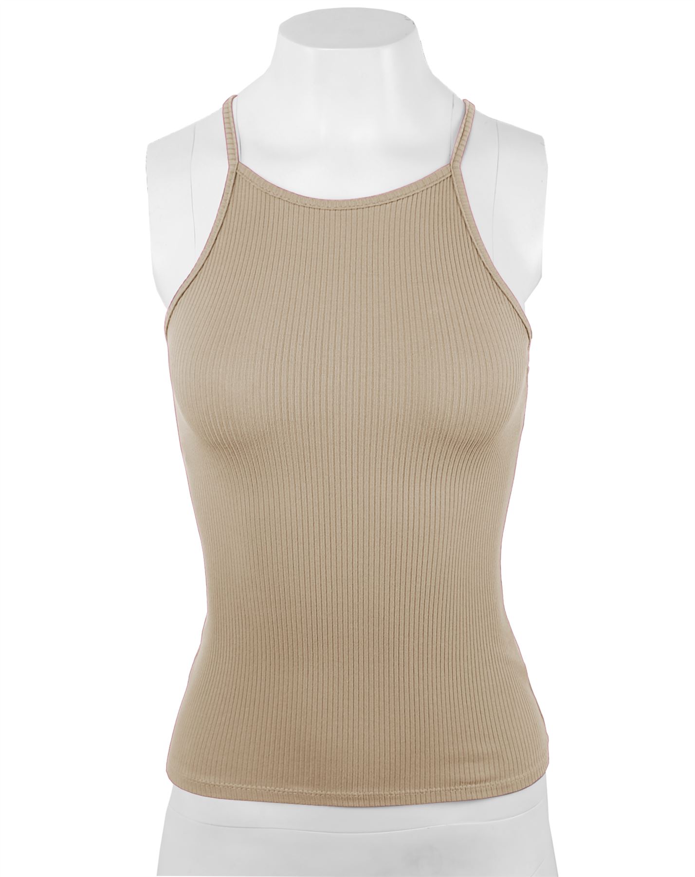 Ribbed High Square Halter Neck Racerback Cami Top - Picture 54 of 120