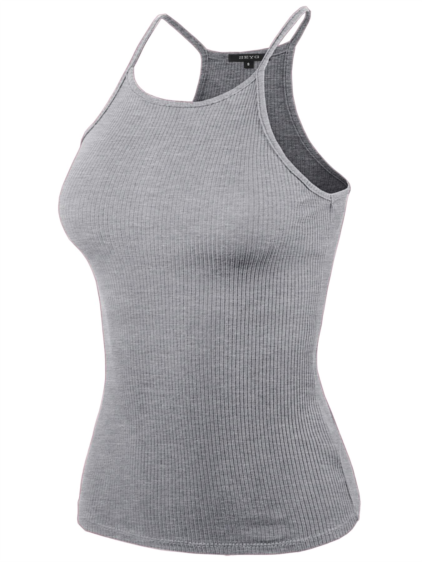 Ribbed High Square Halter Neck Racerback Cami Top - Picture 57 of 120