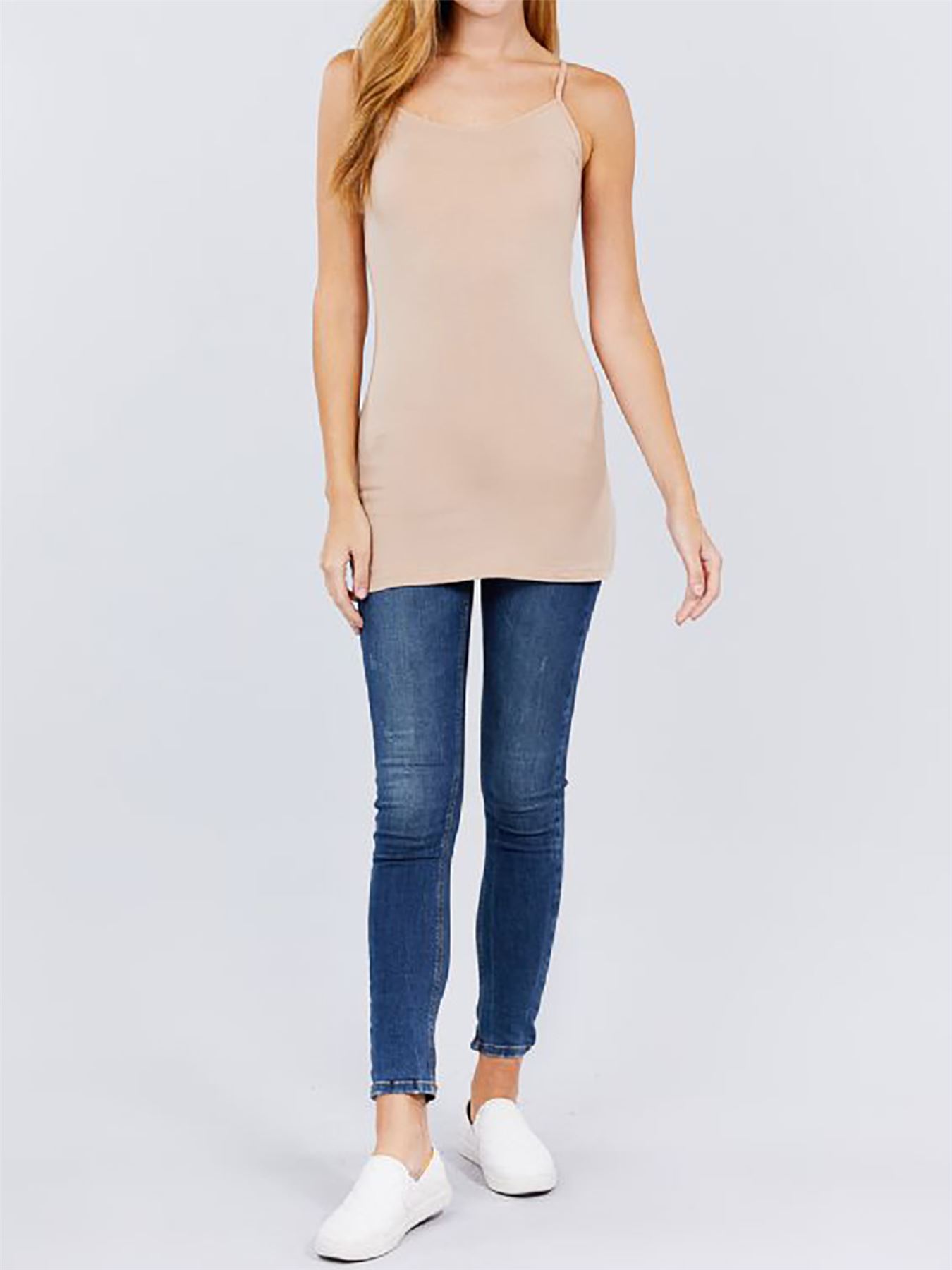 Basic Long Line Adjustable Spaghetti Strap Cami Tank Tops - Picture 57 of 150