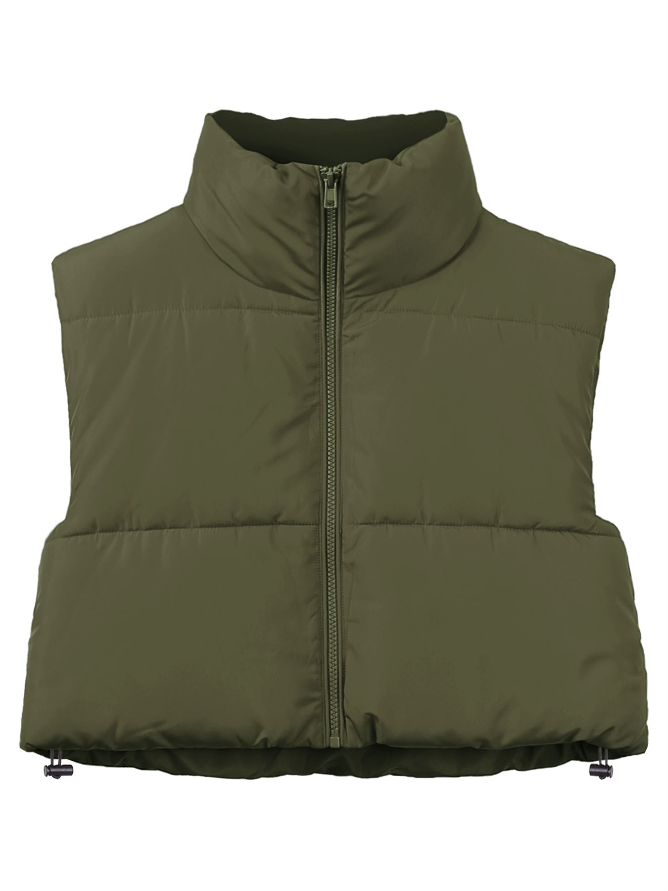 Crop Lightweight Sleeveless Warm Padded Outerwear Puffer Vest - Picture 26 of 41