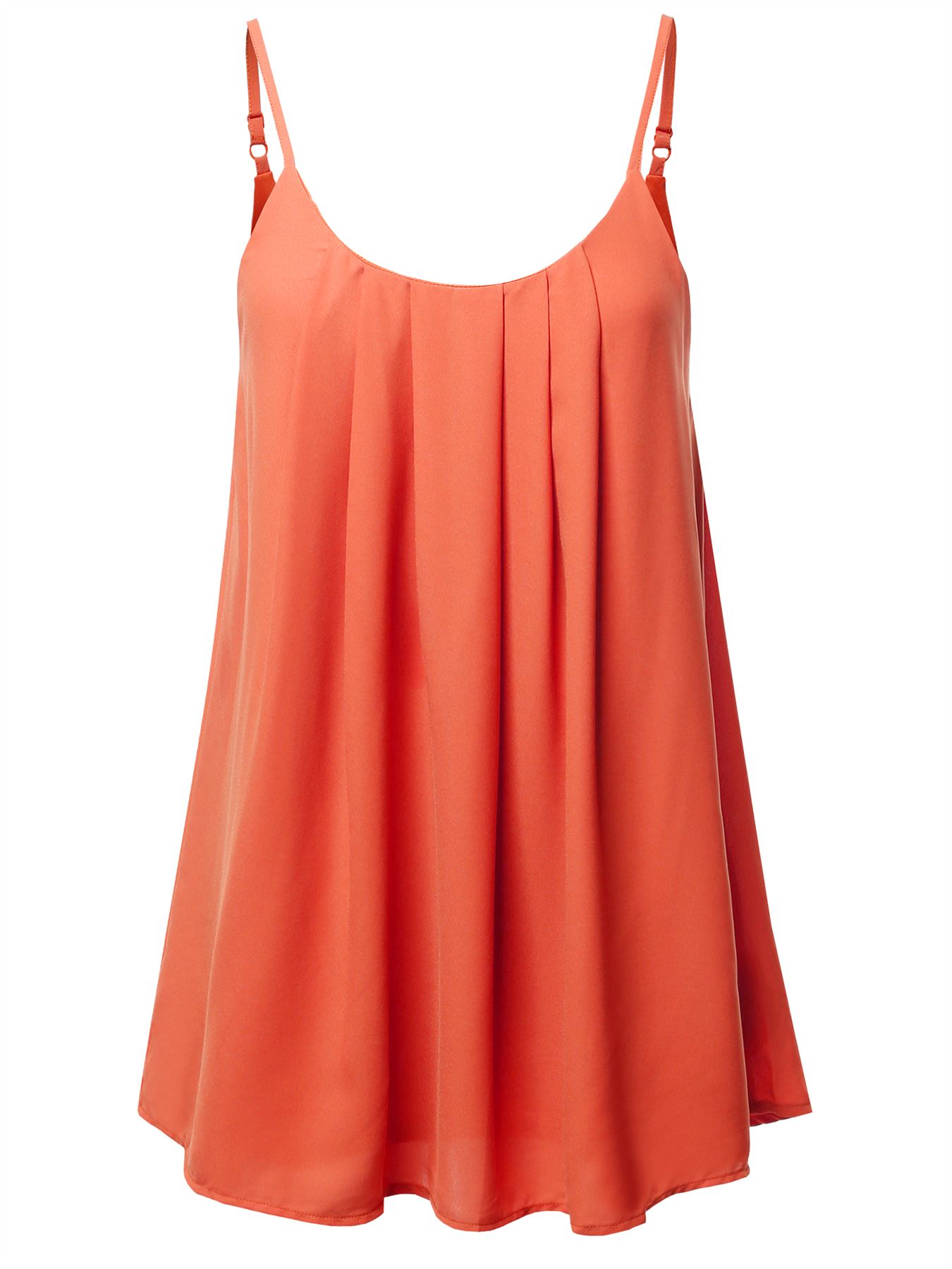 Relaxed Fit Wool Dobby Woven Lining Double Layer Spaghetti Cami Pleated Top - Picture 16 of 32