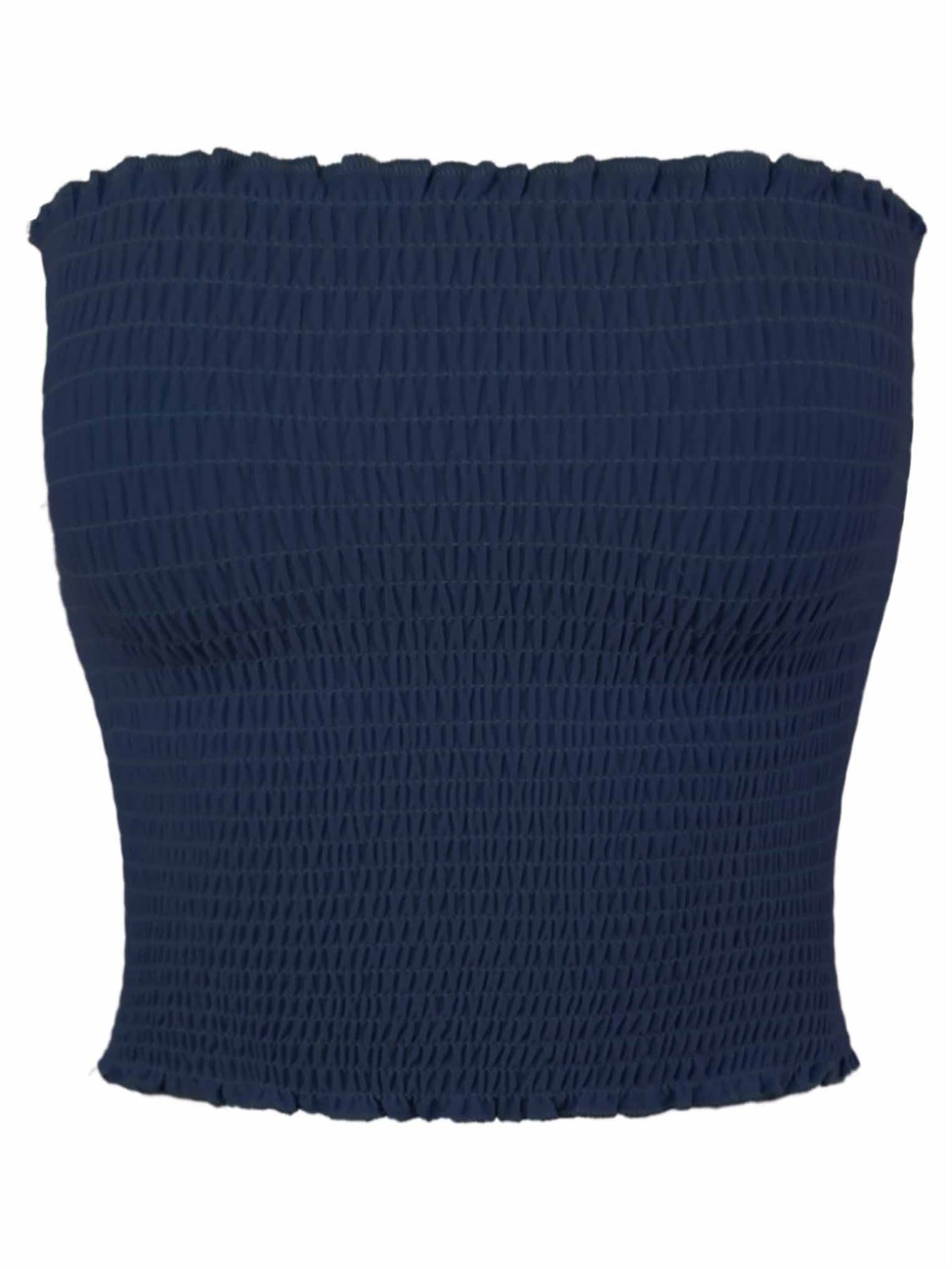 Sexy Fitted Strapless Cotton Smocked Tube Crop Tops - Picture 86 of 116