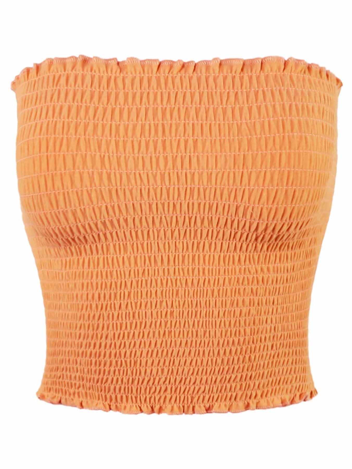 Sexy Fitted Strapless Cotton Smocked Tube Crop Tops - Picture 94 of 116