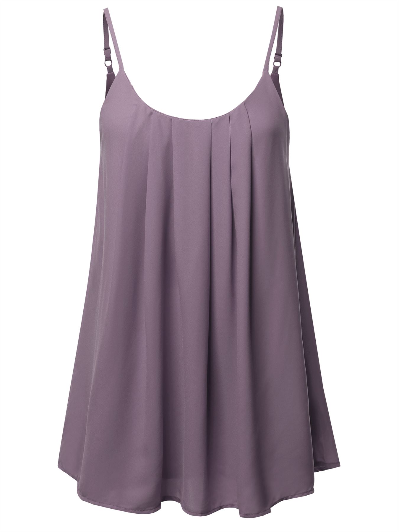 Relaxed Fit Wool Dobby Woven Lining Double Layer Spaghetti Cami Pleated Top - Picture 28 of 32