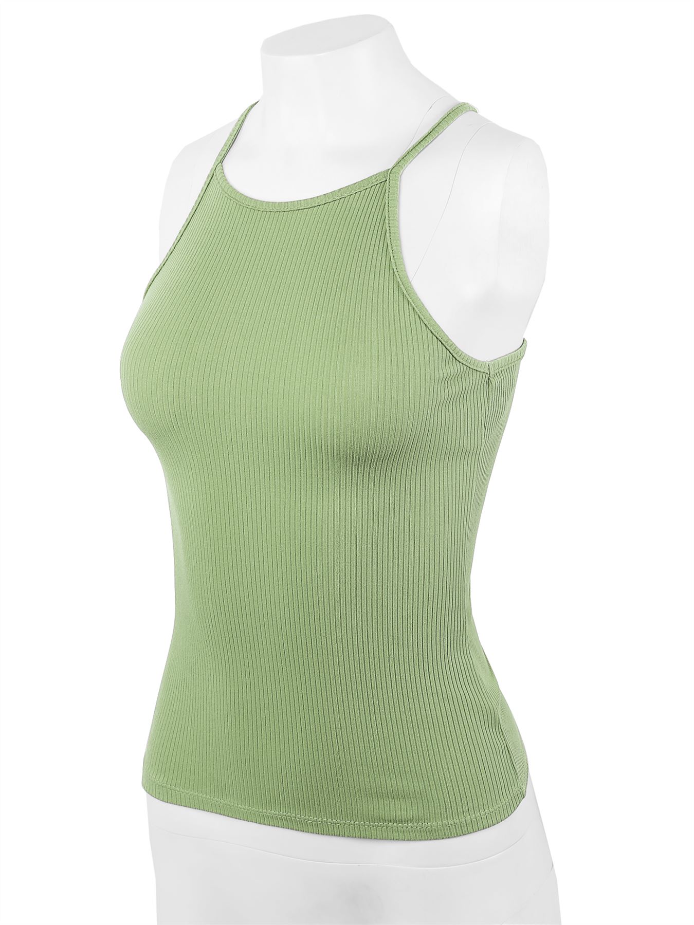 Ribbed High Square Halter Neck Racerback Cami Top - Picture 65 of 120