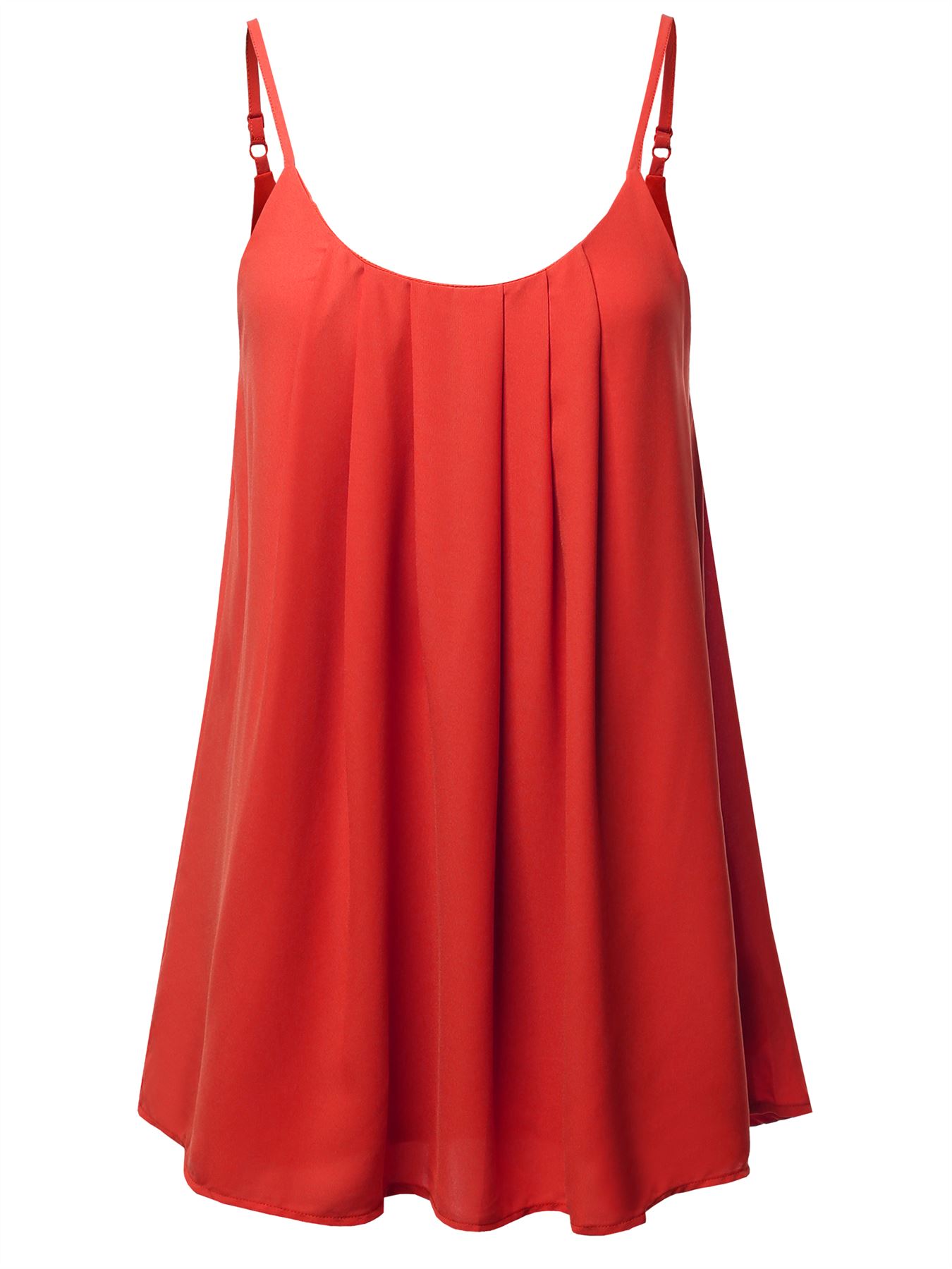 Relaxed Fit Wool Dobby Woven Lining Double Layer Spaghetti Cami Pleated Top - Picture 30 of 32