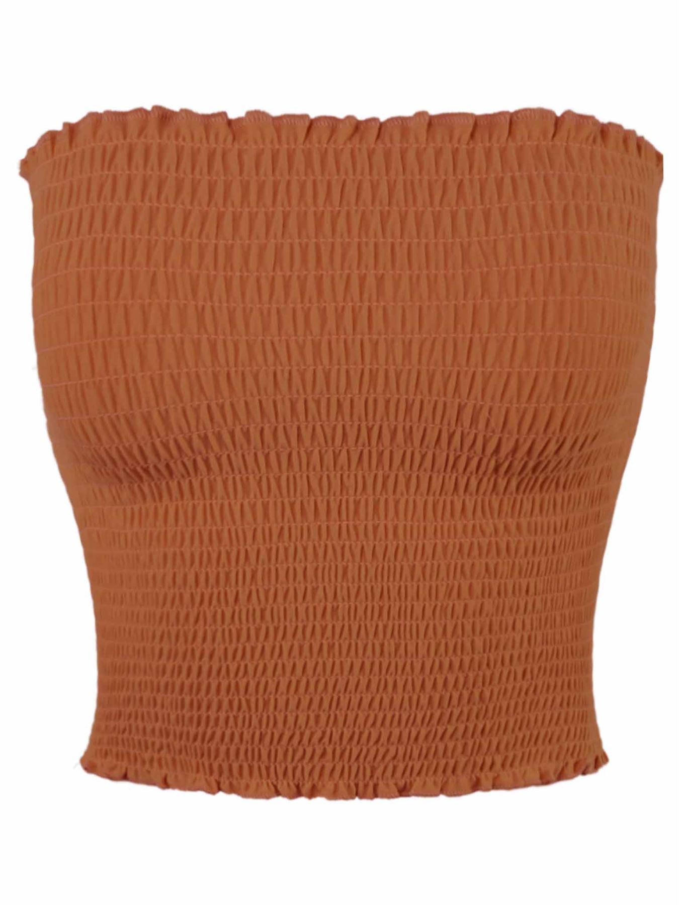 Sexy Fitted Strapless Cotton Smocked Tube Crop Tops - Picture 2 of 116
