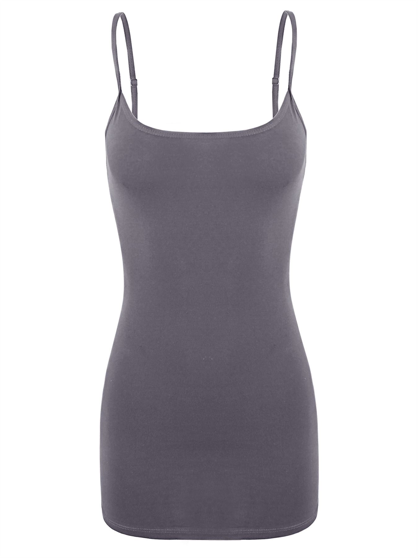 Basic Long Line Adjustable Spaghetti Strap Cami Tank Tops - Picture 14 of 150