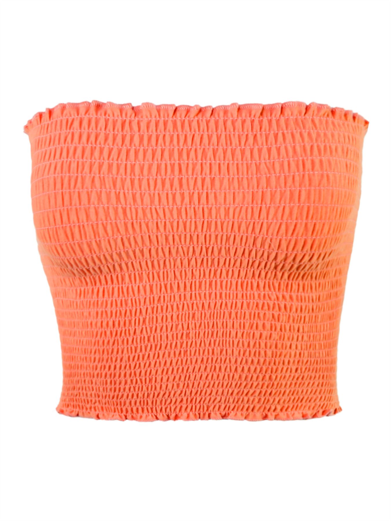 Sexy Fitted Strapless Cotton Smocked Tube Crop Tops - Picture 90 of 116