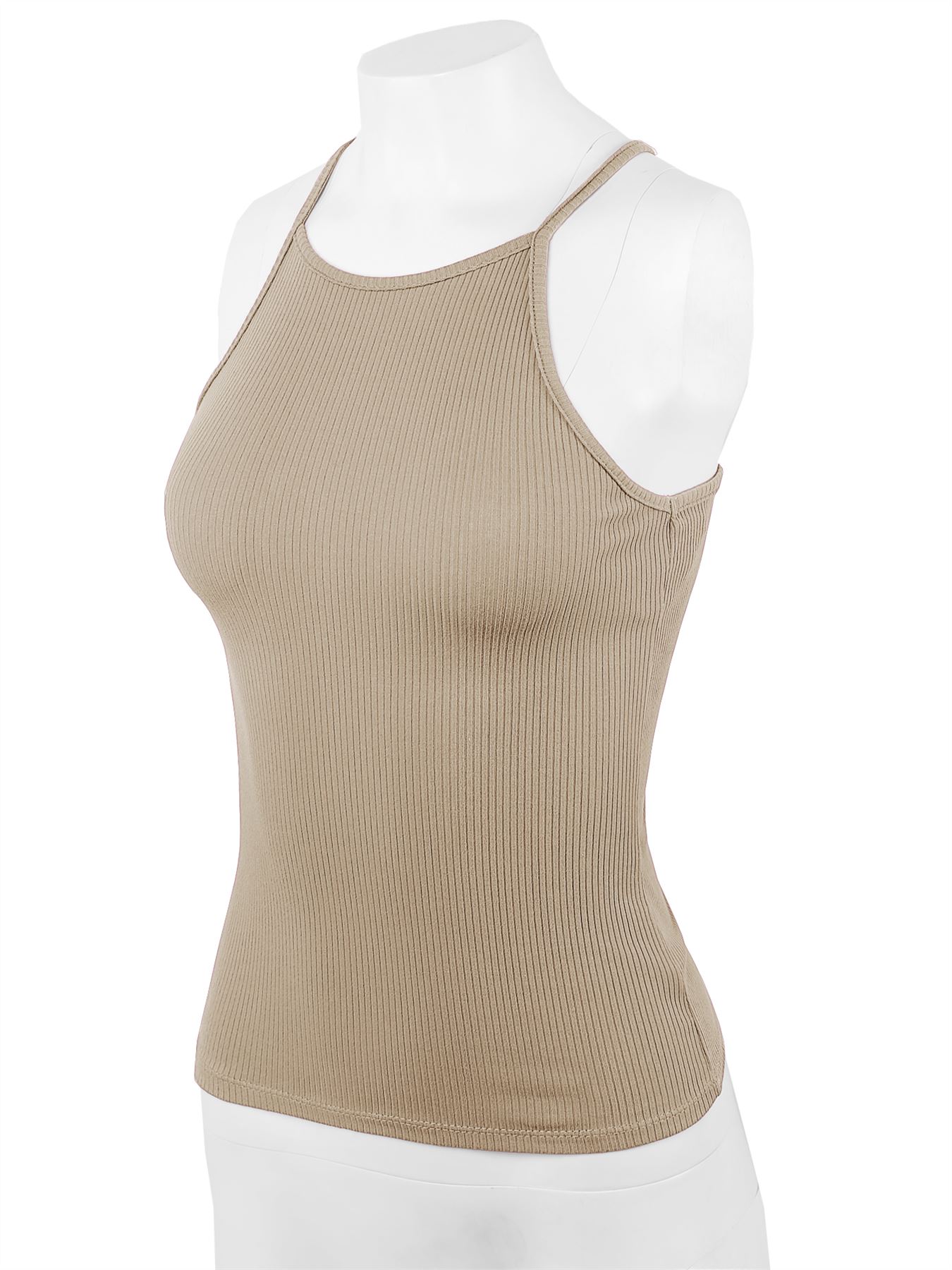 Ribbed High Square Halter Neck Racerback Cami Top - Picture 53 of 120
