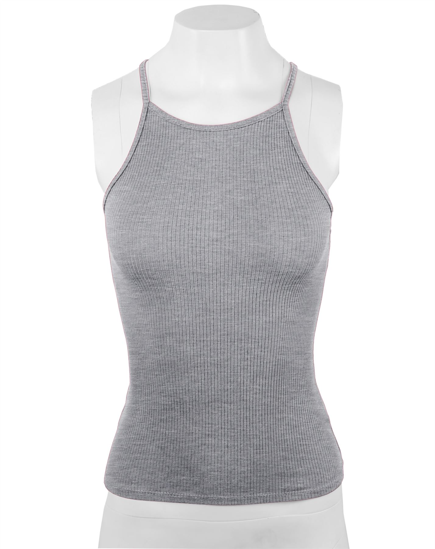 Ribbed High Square Halter Neck Racerback Cami Top - Picture 60 of 120