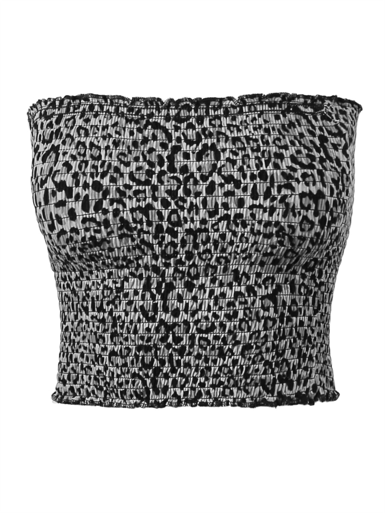Sexy Fitted Strapless Cotton Smocked Tube Crop Tops - Picture 59 of 116