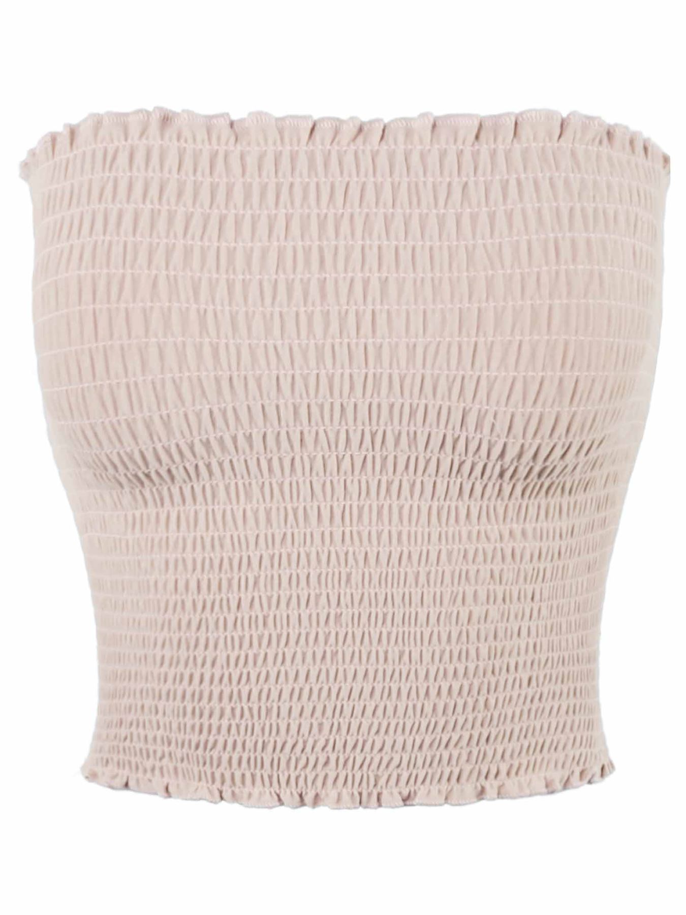 Sexy Fitted Strapless Cotton Smocked Tube Crop Tops - Picture 46 of 116