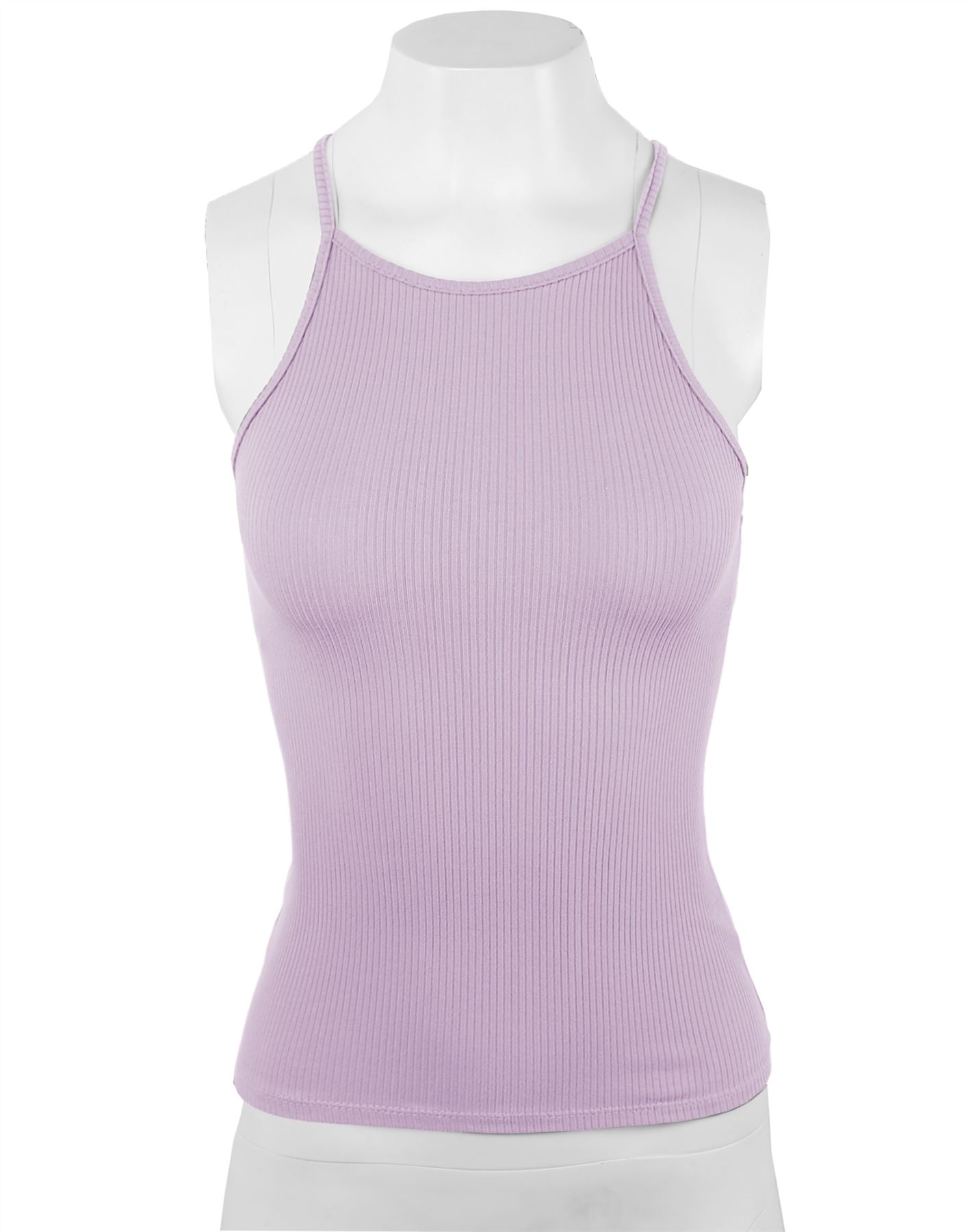 Ribbed High Square Halter Neck Racerback Cami Top - Picture 90 of 120