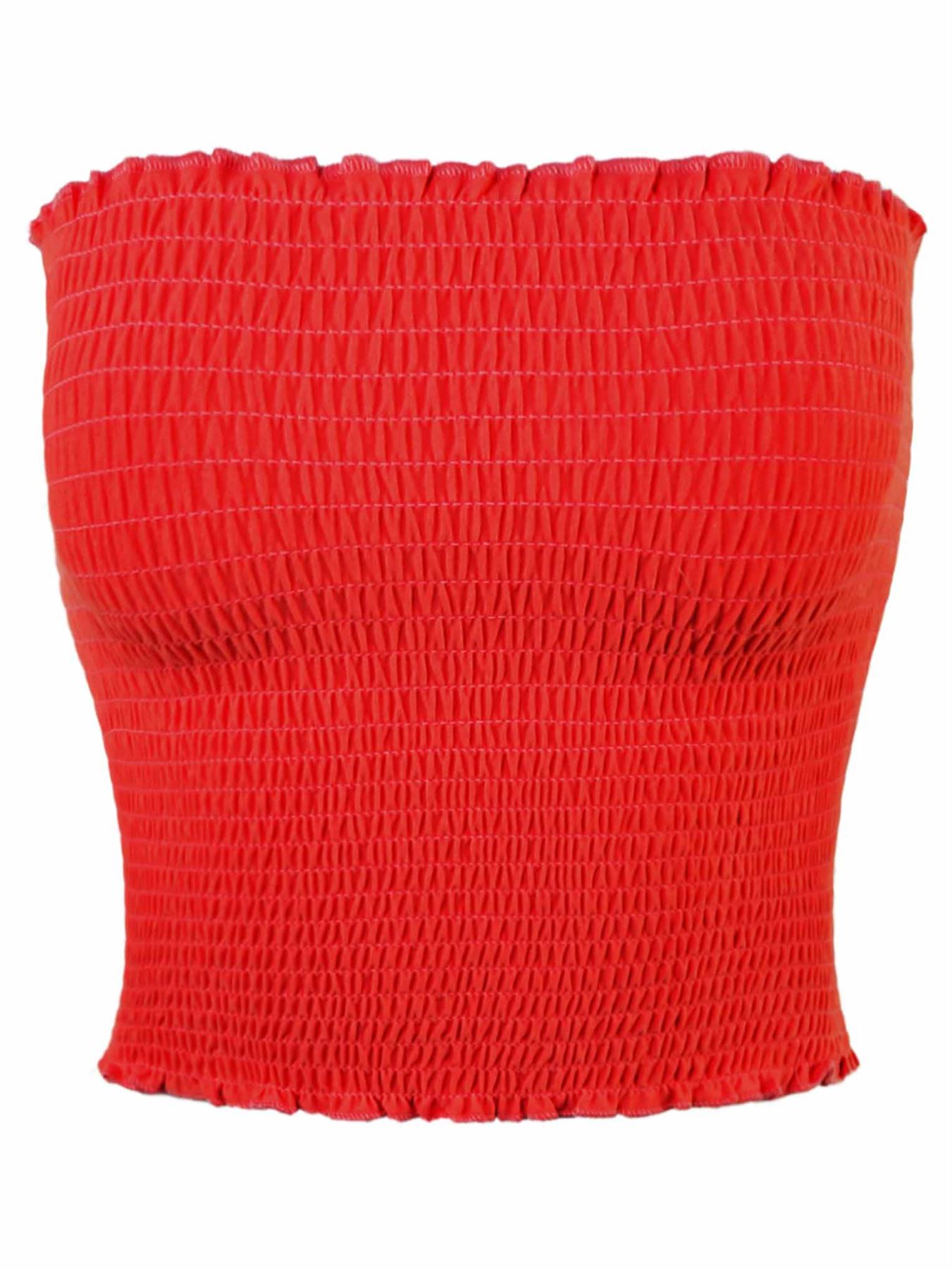 Sexy Fitted Strapless Cotton Smocked Tube Crop Tops - Picture 98 of 116