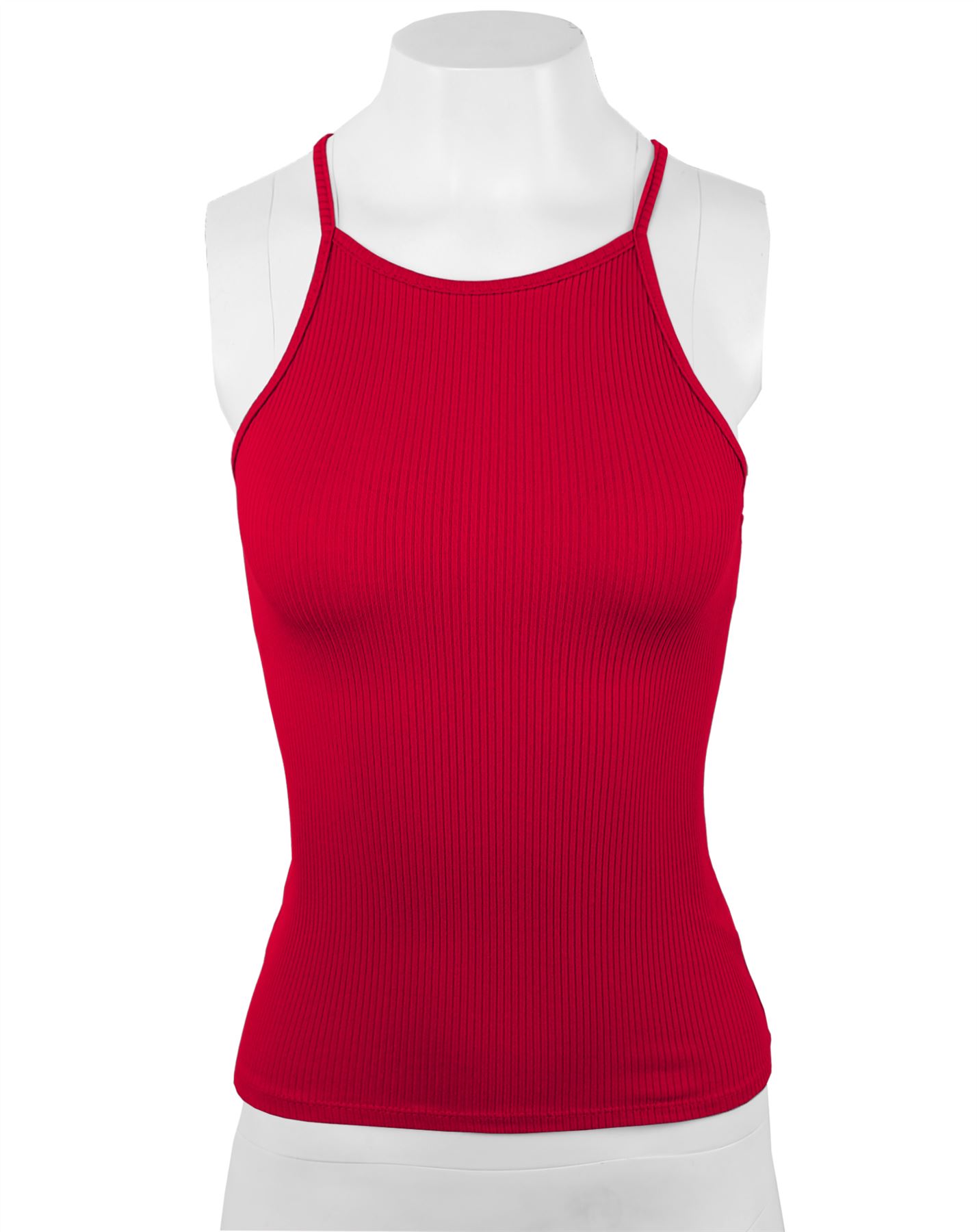 Ribbed High Square Halter Neck Racerback Cami Top - Picture 48 of 120
