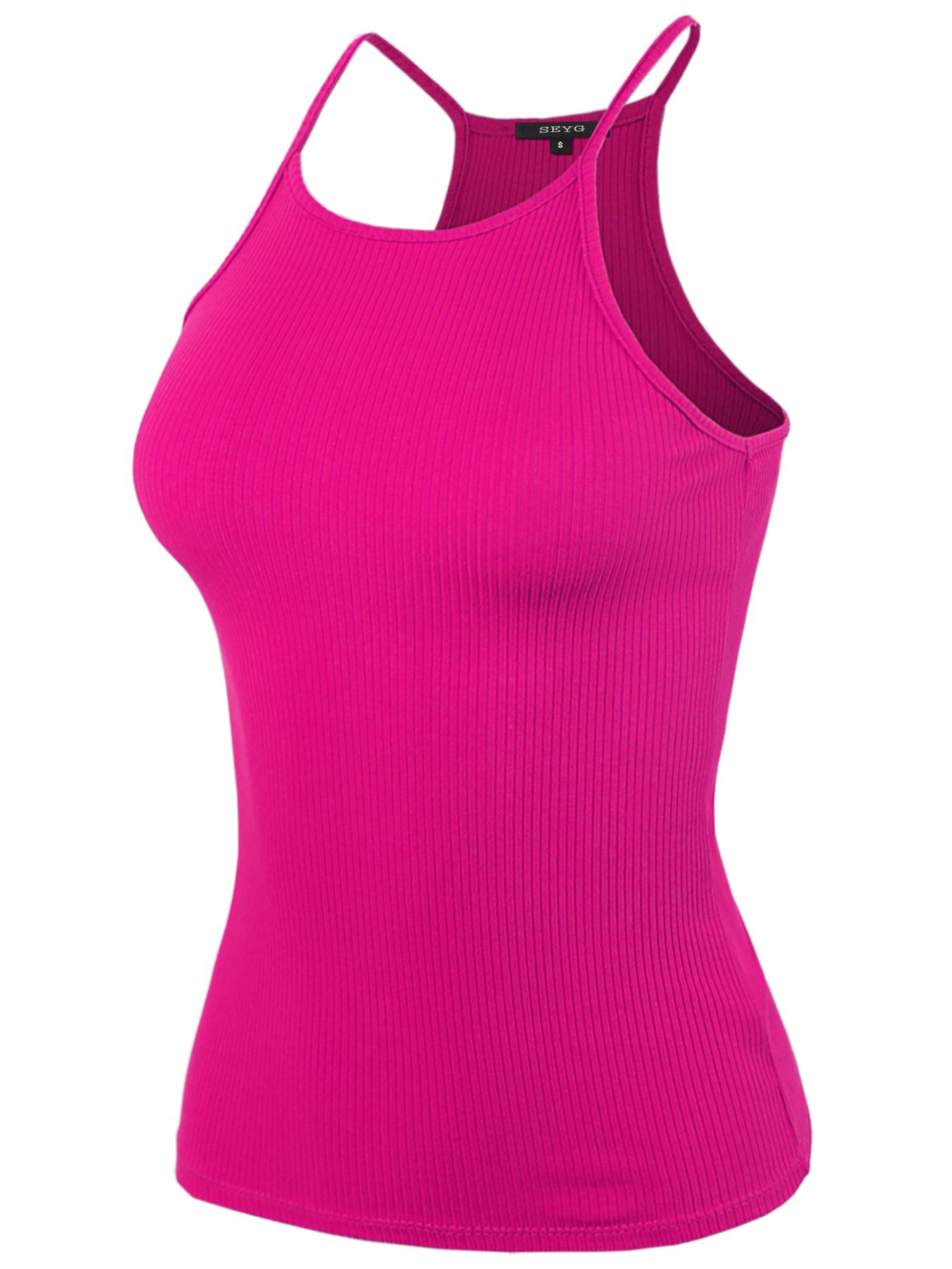 Ribbed High Square Halter Neck Racerback Cami Top - Picture 81 of 120