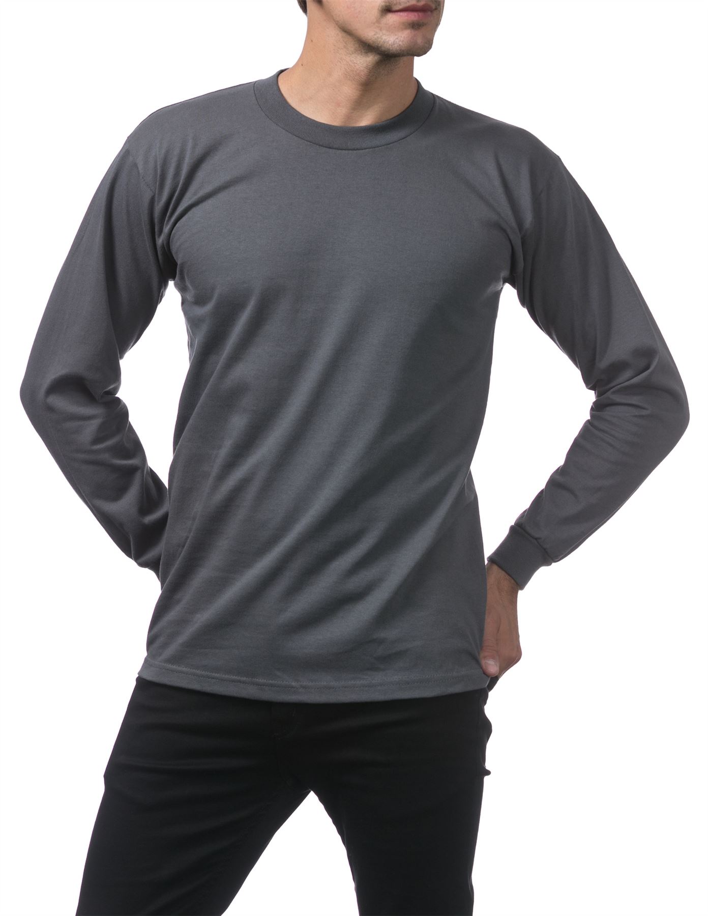 Pro Club Heavyweight Cotton Long Sleeve Crew Neck T-shirt - Picture 22 of 90