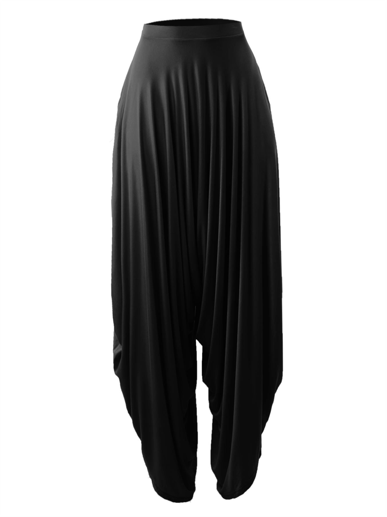 Baggy Elastic Waist Wide Leg Pockets Harem Pants - Picture 2 of 6