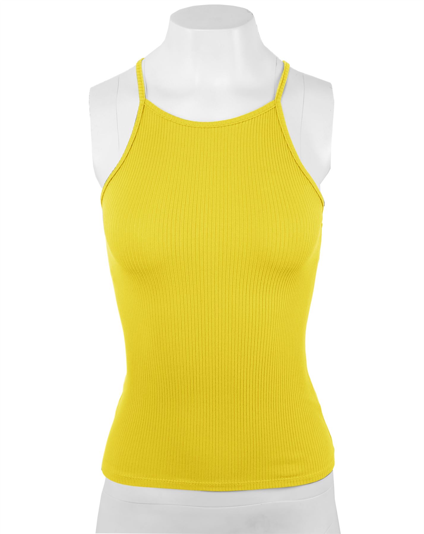 Ribbed High Square Halter Neck Racerback Cami Top - Picture 114 of 120