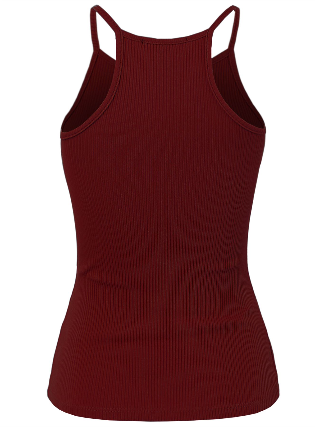 Ribbed High Square Halter Neck Racerback Cami Top - Picture 11 of 120
