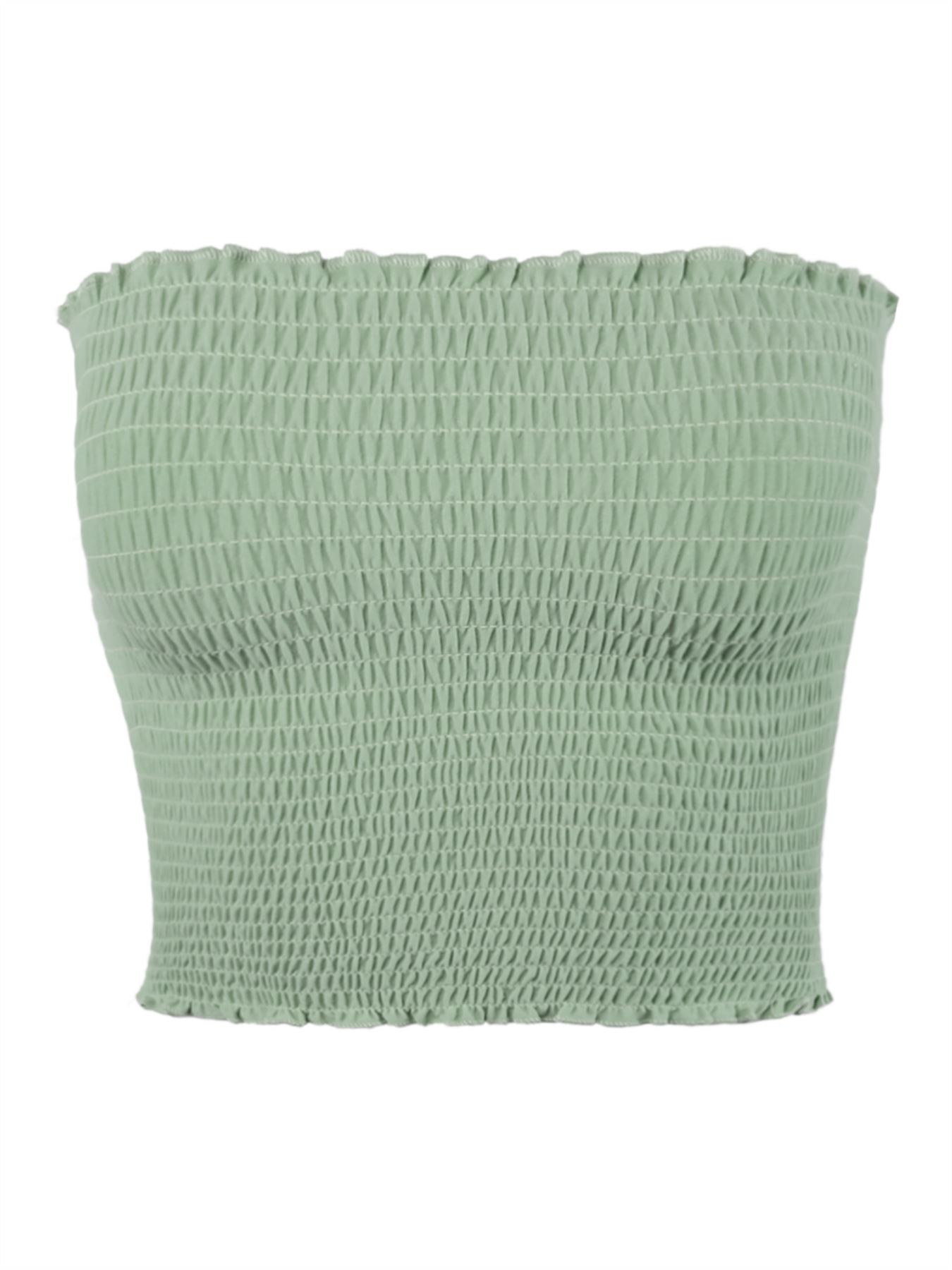Sexy Fitted Strapless Cotton Smocked Tube Crop Tops - Picture 78 of 116