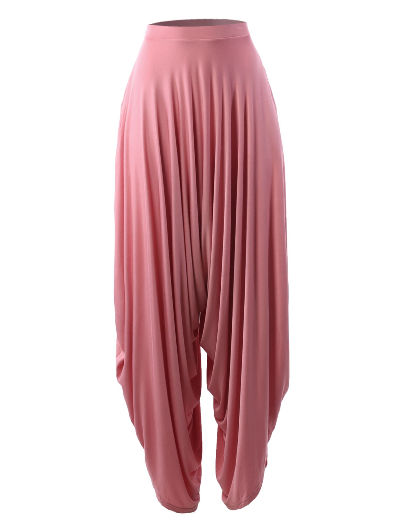 Baggy Elastic Waist Wide Leg Pockets Harem Pants - Picture 3 of 6